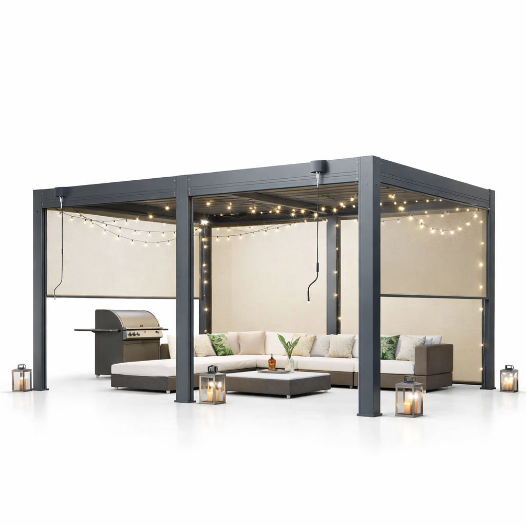 Heavy-Duty Aluminum Louvered Pergola with Adjustable Roof – Wind & Snow Rated, All-Season