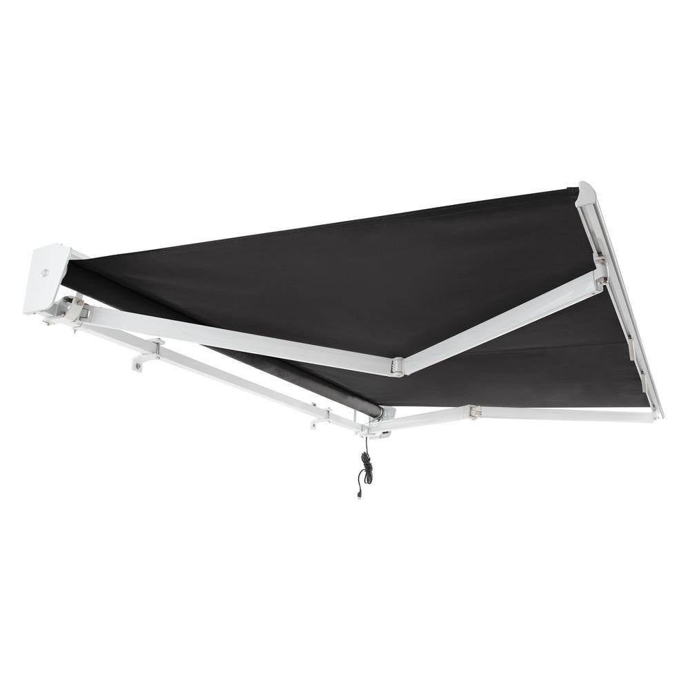 12 Ft. Destin Right Motorized Retractable Awning 144 In. W X 10.38 In. H X 120 In. D Acrylic Fabric in Black