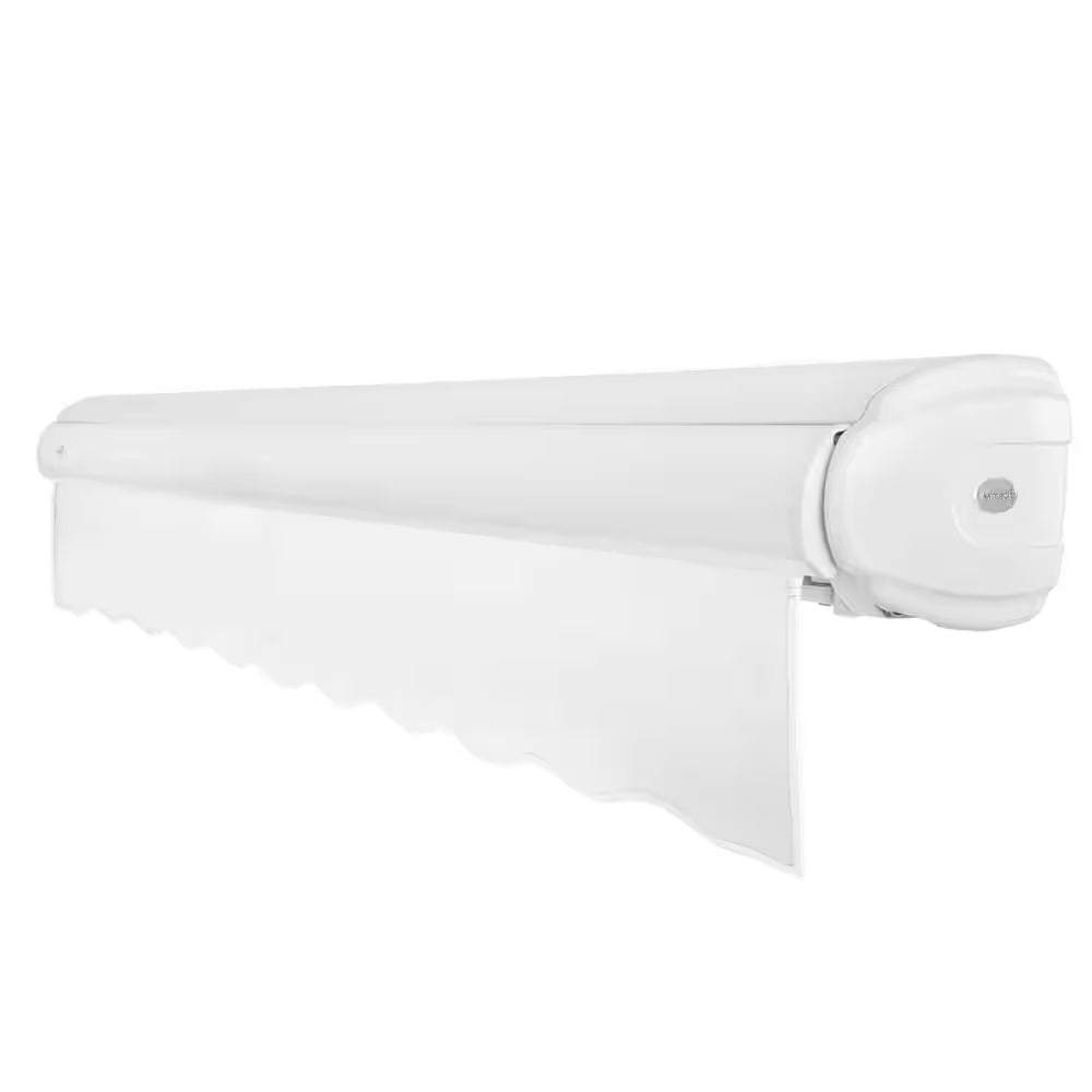 12 Ft. Key West Left Motorized Retractable Awning 144 In. W X 9.38 In. H X 120 In. D Acrylic Fabric in White