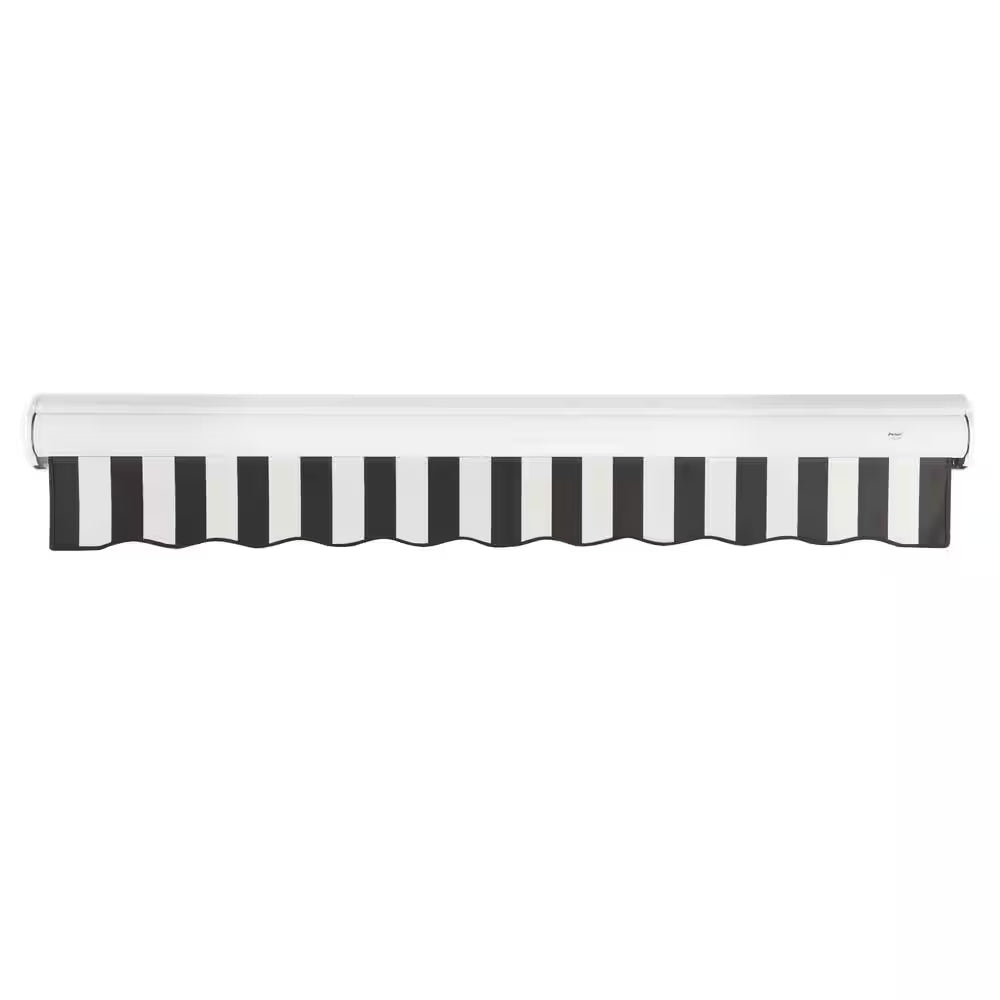 16 Ft. Key West Left Motorized Retractable Awning 192 In. W X 9.38 In. H X 120 In. D Acrylic Fabric in Black/White