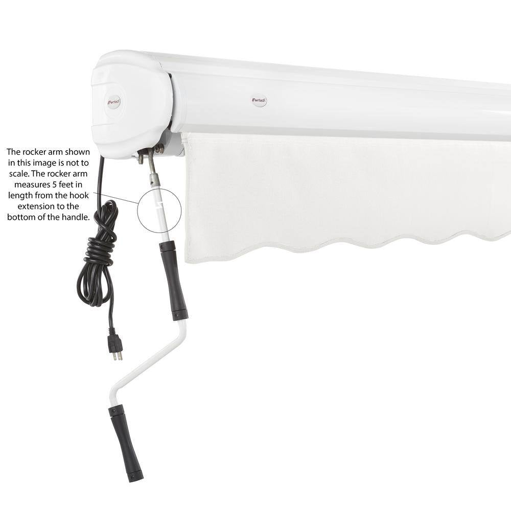 12 Ft. Key West Left Motorized Retractable Awning 144 In. W X 9.38 In. H X 120 In. D Acrylic Fabric in White