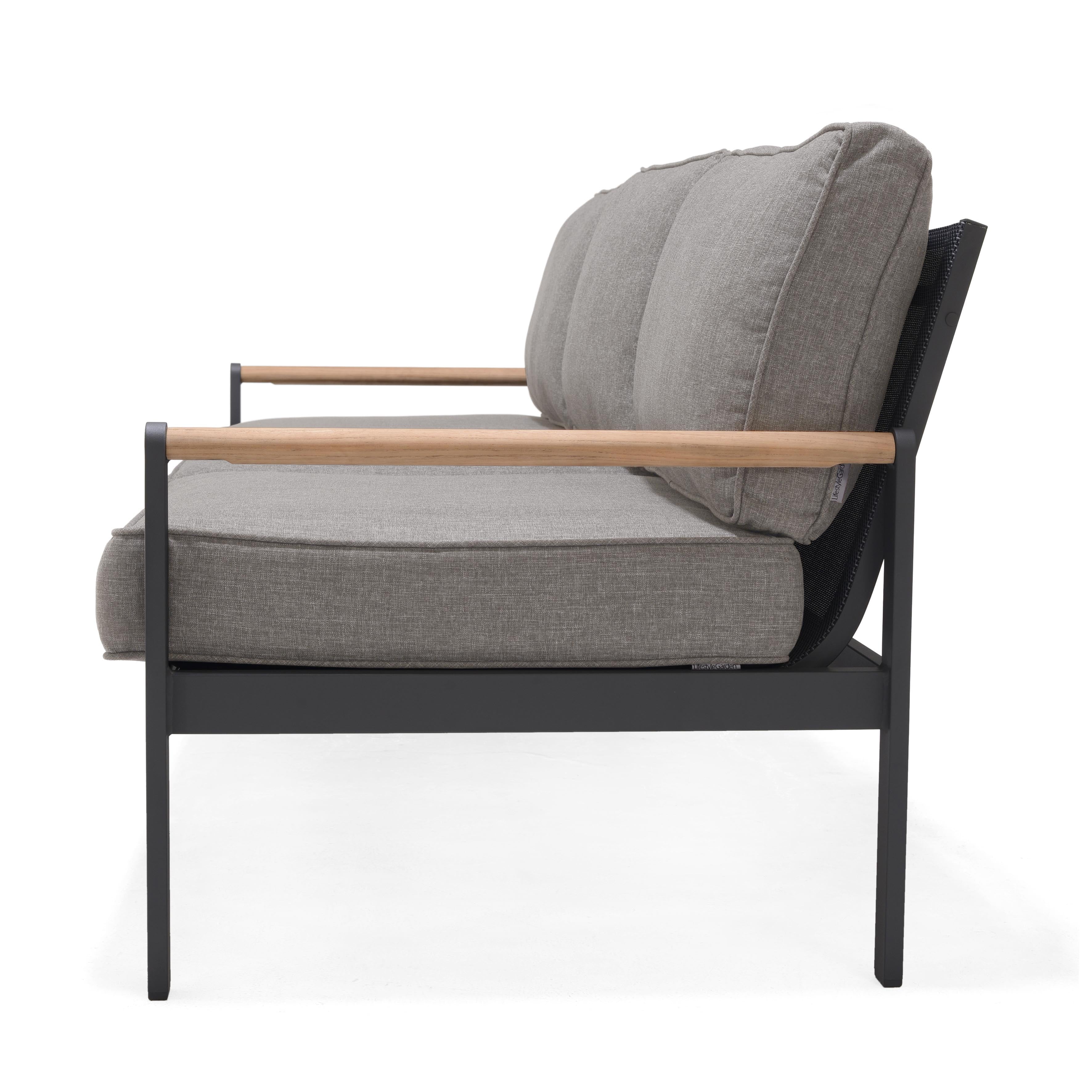 Amber Teak and Aluminum Outdoor 3-Seater Patio Sofa