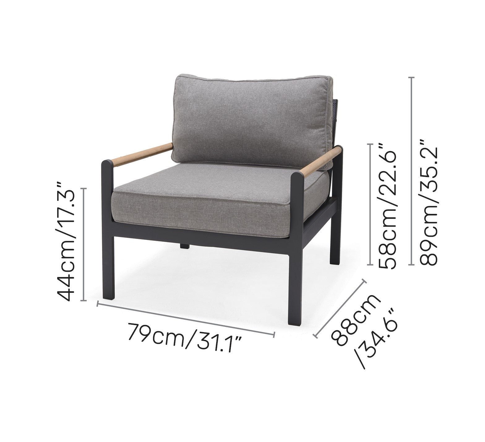 Amber Teak and Aluminum Outdoor Sofa Chair