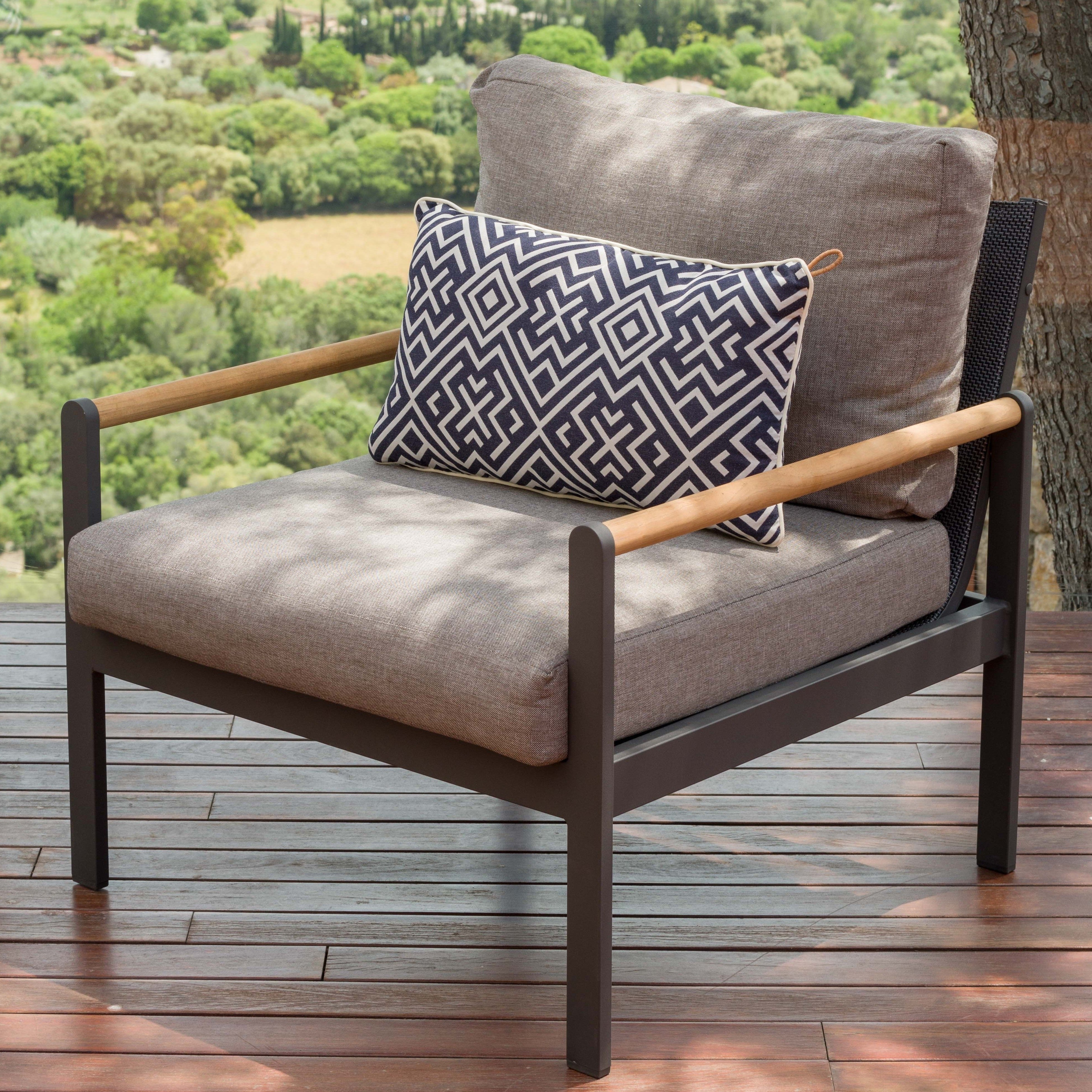 Amber Teak and Aluminum Outdoor Sofa Chair