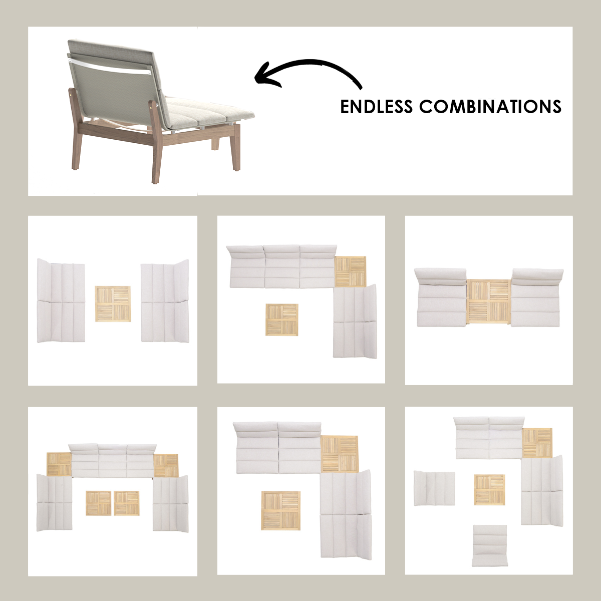 3-Piece Outdoor Bistro Chair Set with FSC Teak & Cushions – Light | Arno