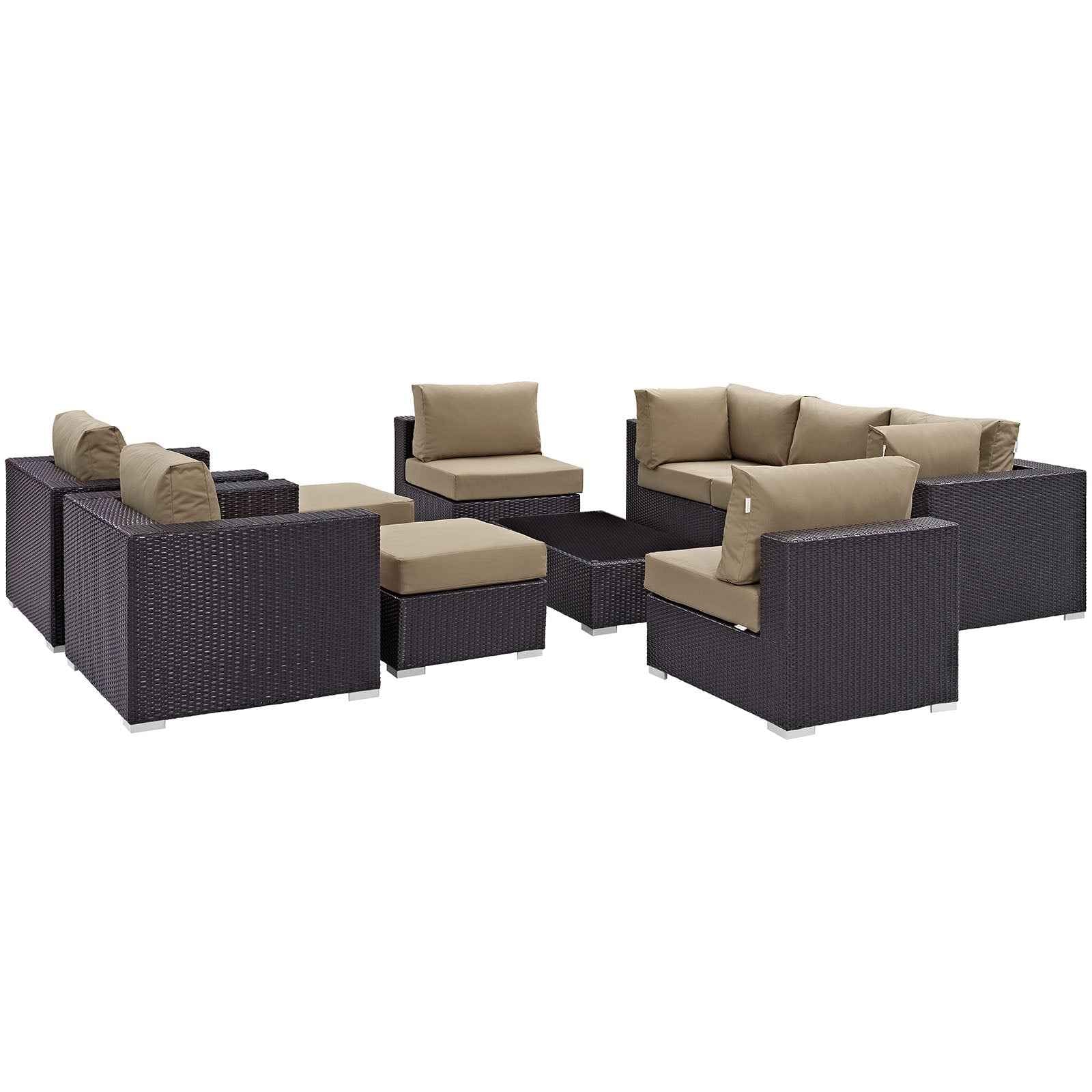 10-Piece Outdoor Sectional Lounge Set with Cushions – Convene | Modway