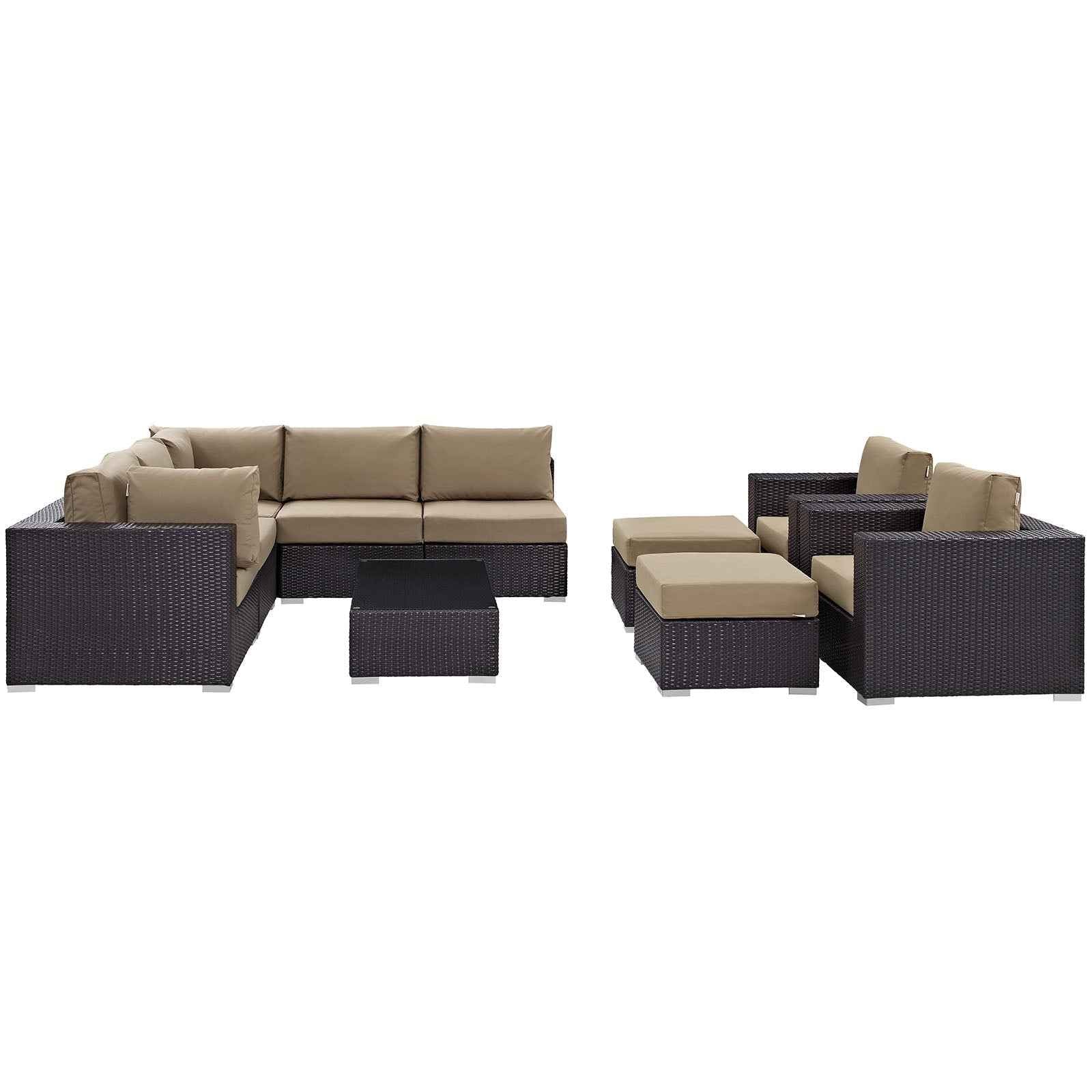 10-Piece Outdoor Sectional Lounge Set with Cushions – Convene | Modway