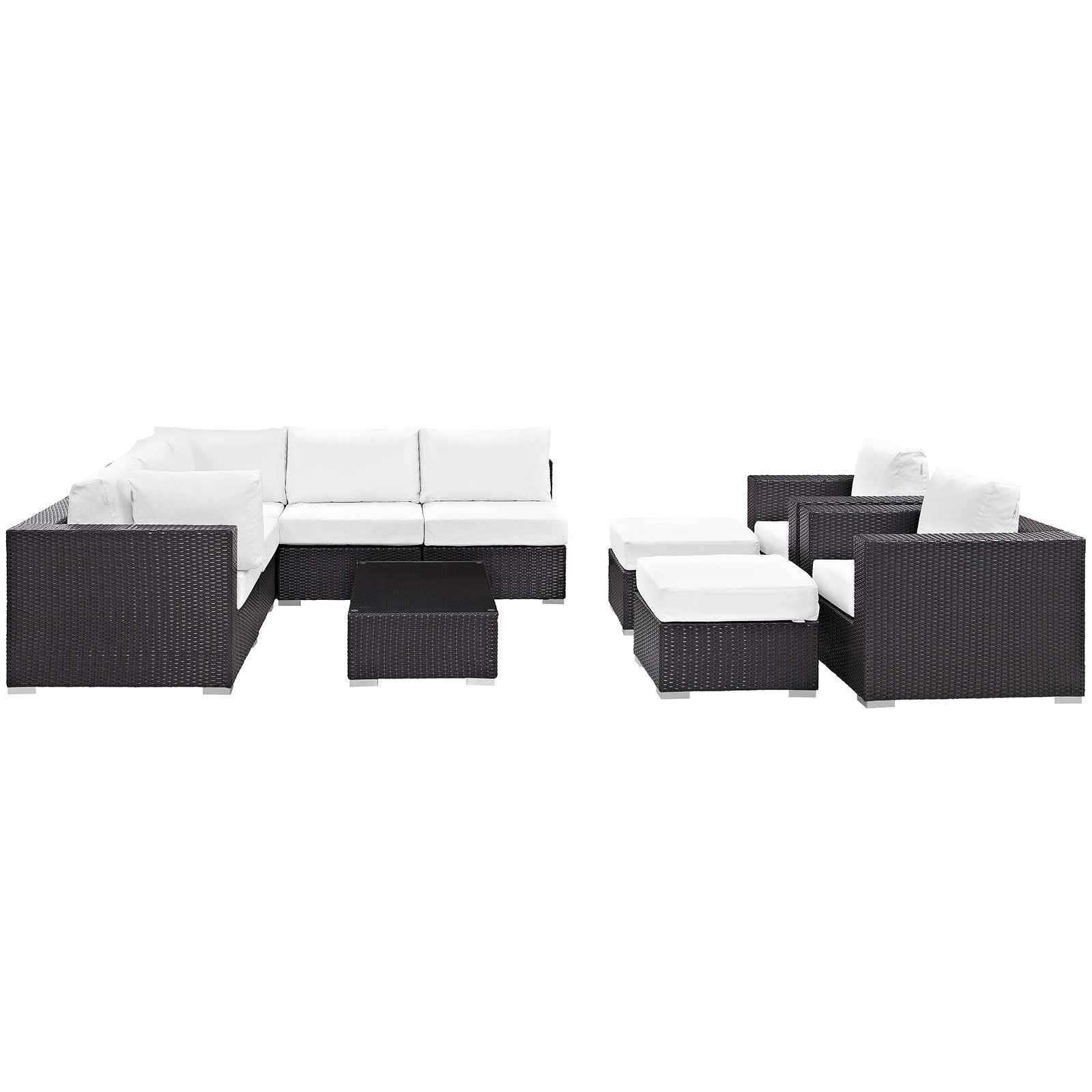 10-Piece Outdoor Sectional Lounge Set with Cushions – Convene | Modway