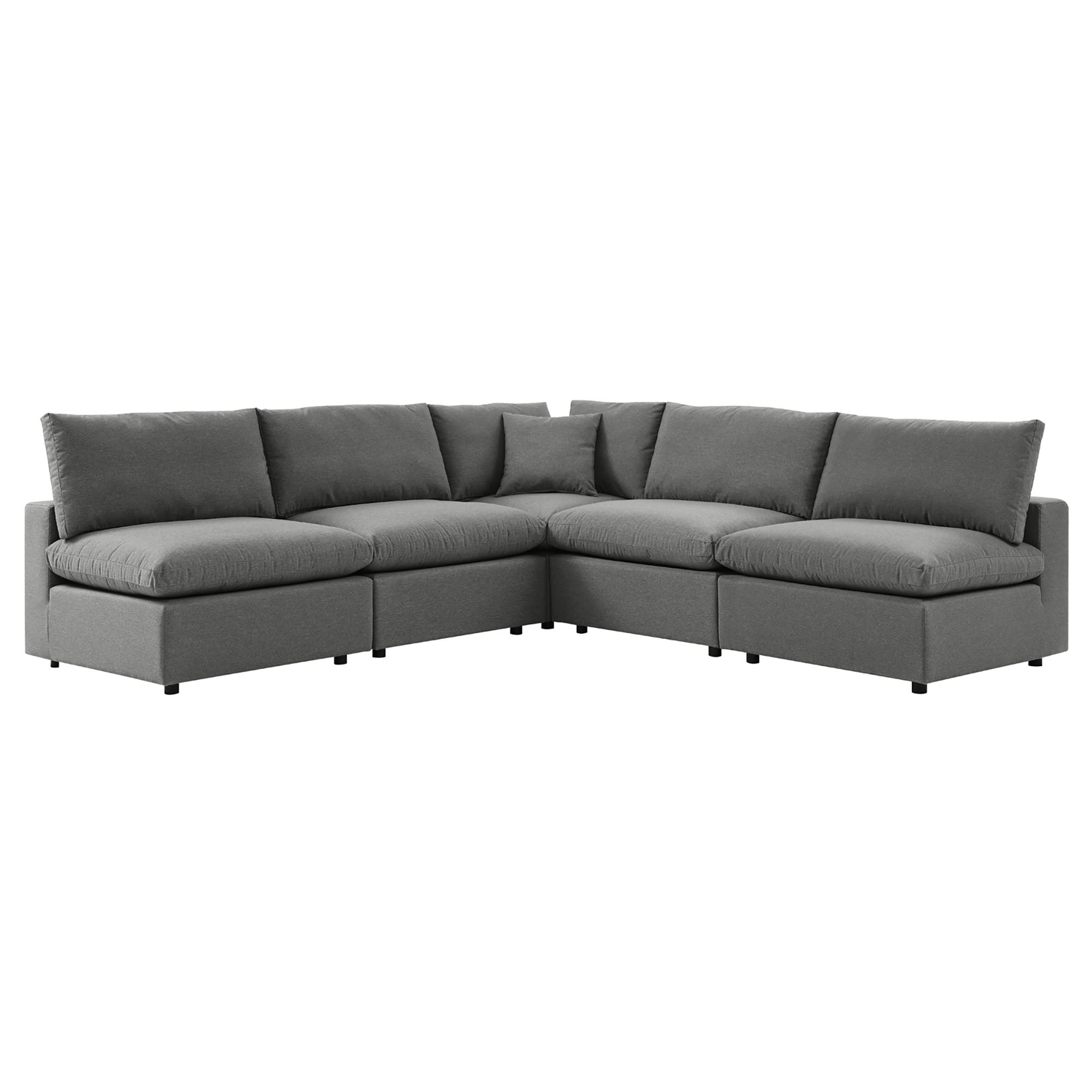 5-Piece Outdoor Sectional Sofa Set with Cushions – Charcoal & White | Modway