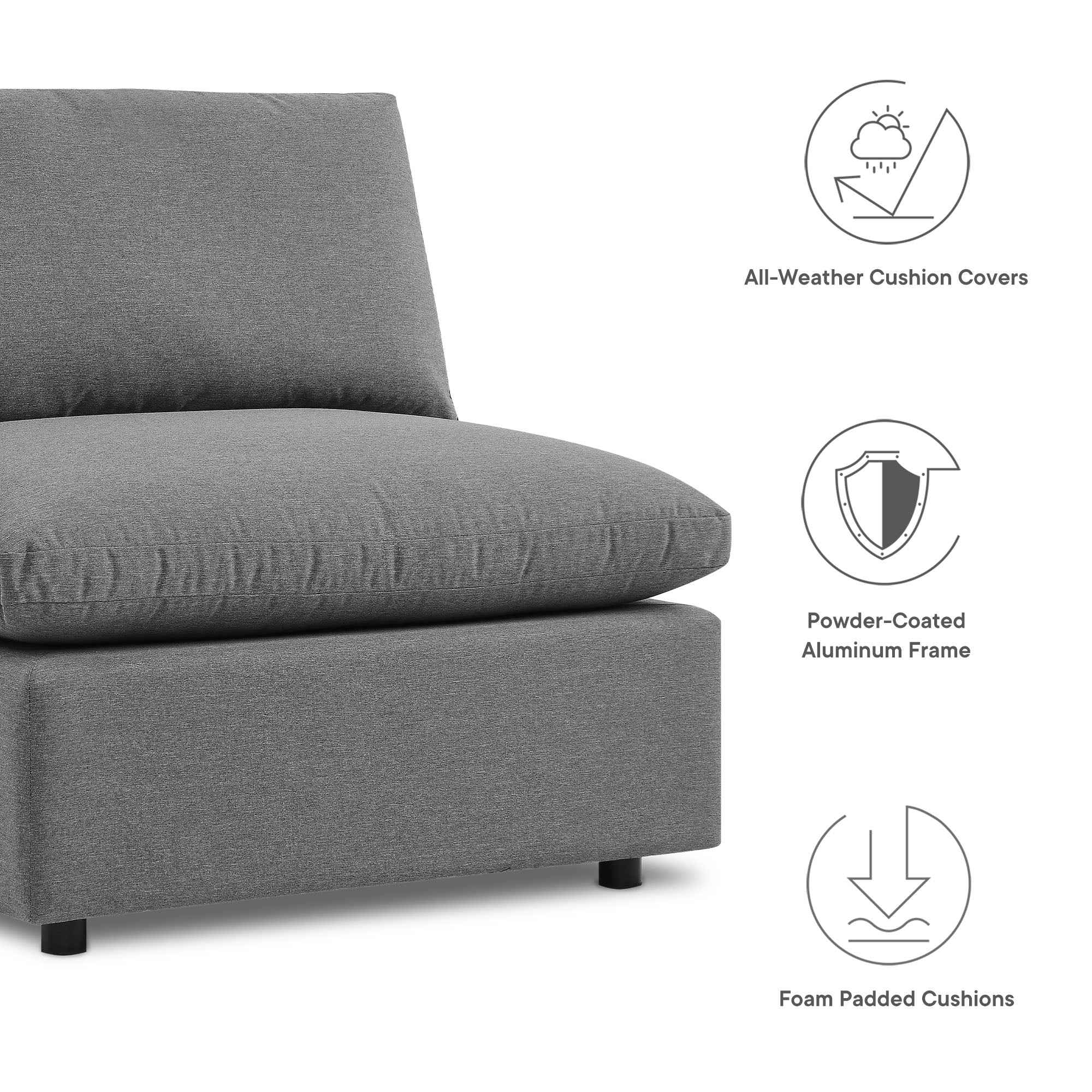 5-Piece Outdoor Sectional Sofa Set with Cushions – Charcoal & White | Modway