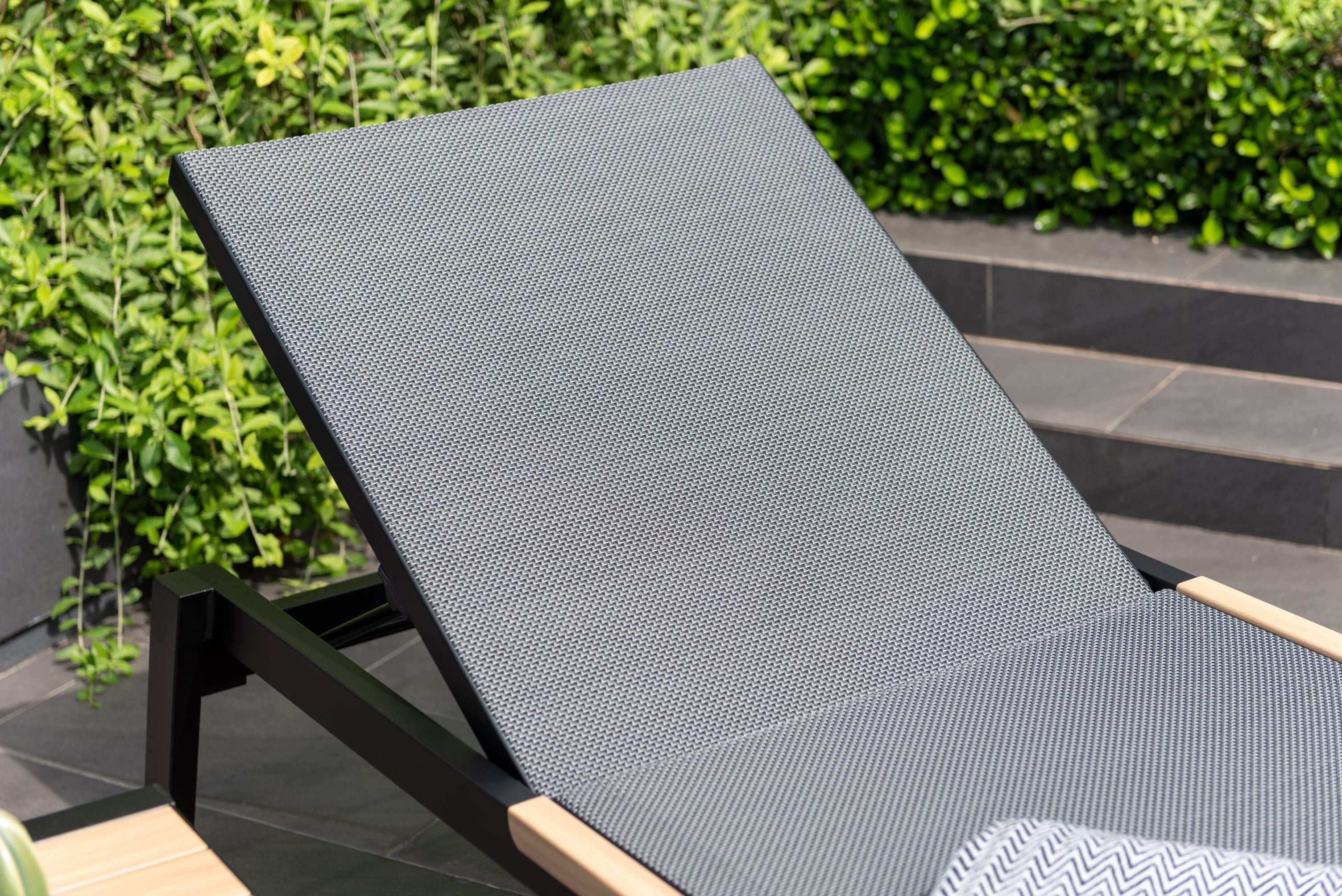 Panama Dark Outdoor Coffee Table Set with Sun Loungers – 3-Piece