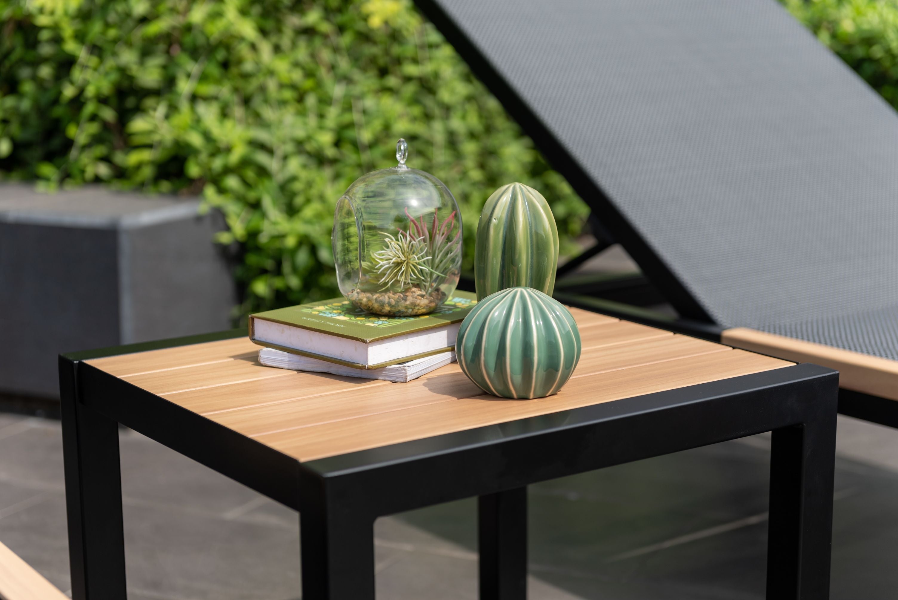 Panama Dark Outdoor Coffee Table Set with Sun Loungers – 3-Piece