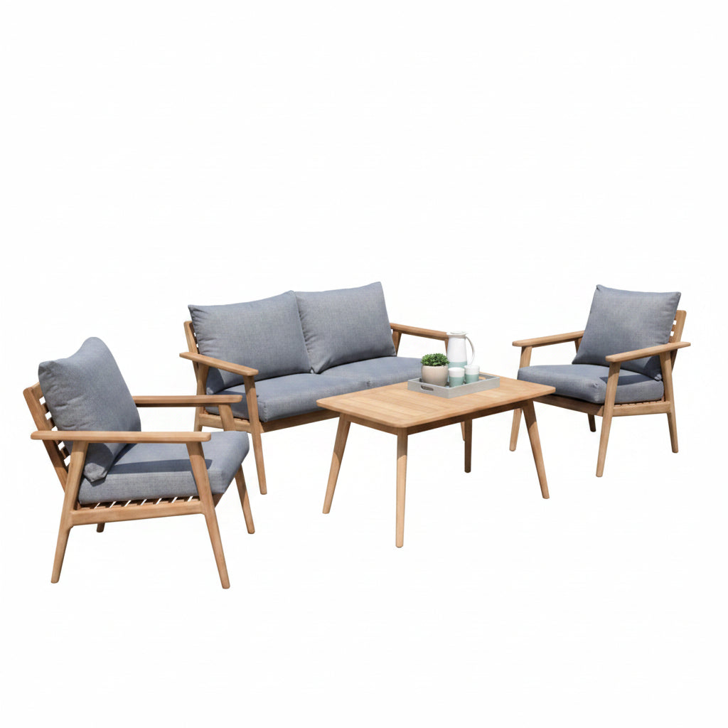Teak Outdoor Conversation Set with Cushions – 4 or 5-Piece | Eve
