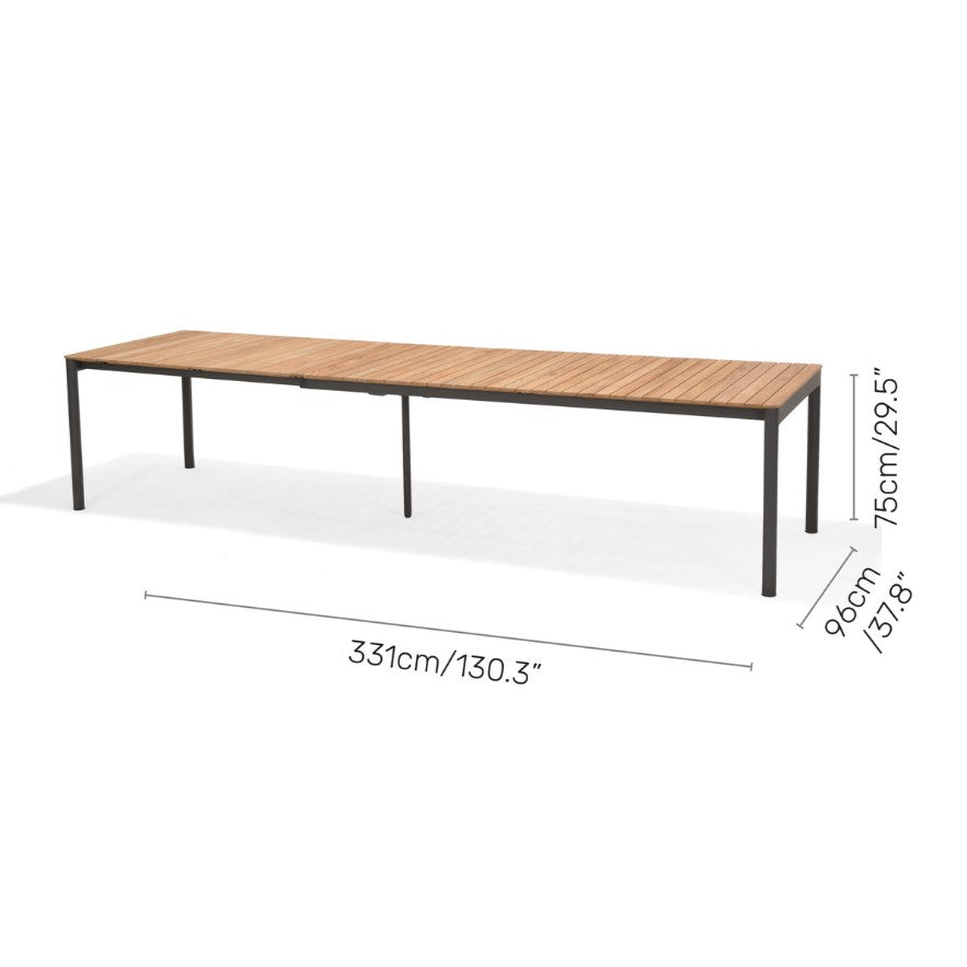 Topaz Dark Teak and Aluminum Outdoor Rectangular Extendable Dining Table