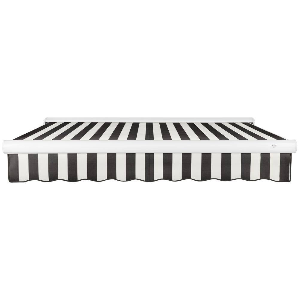 16 Ft. Key West Left Motorized Retractable Awning 192 In. W X 9.38 In. H X 120 In. D Acrylic Fabric in Black/White