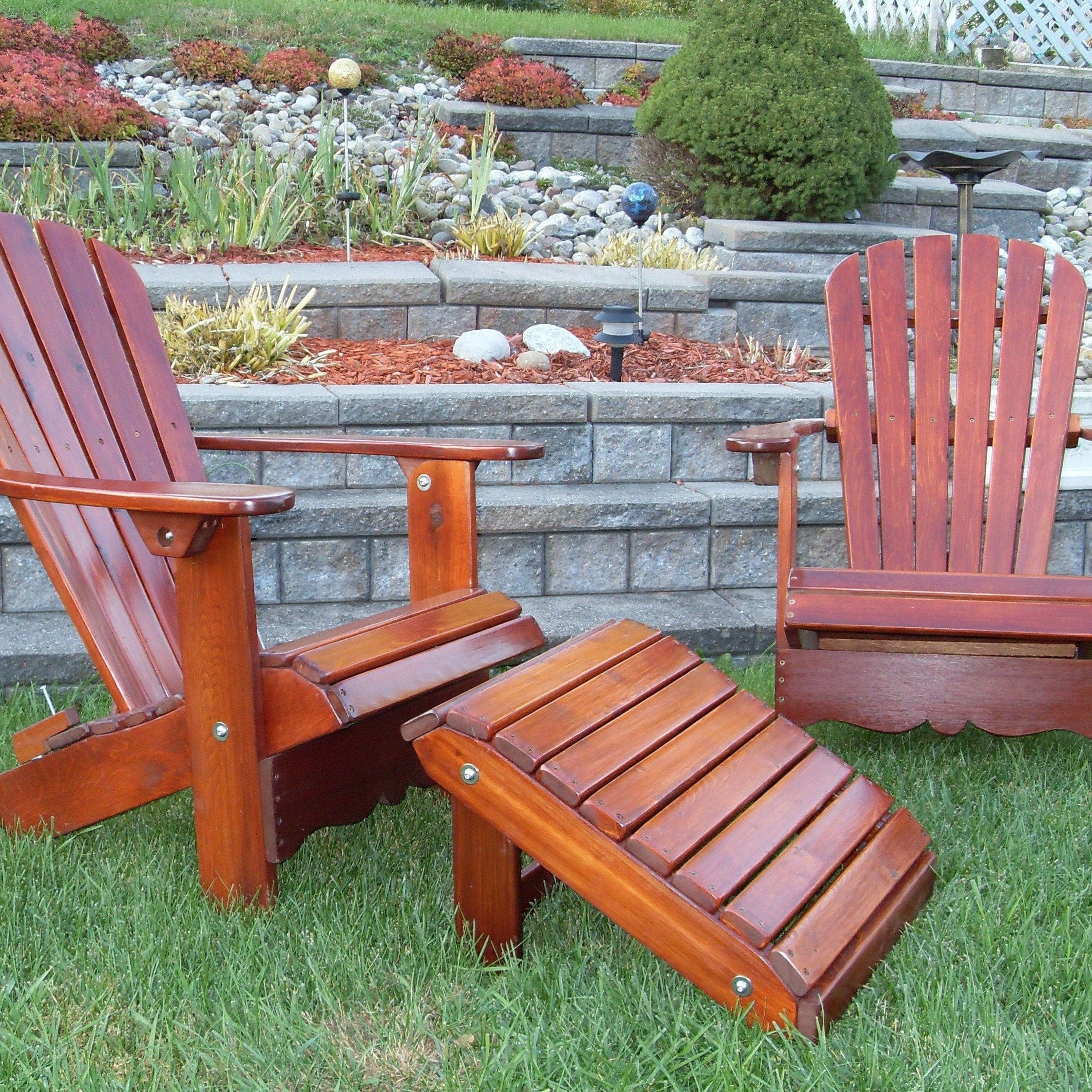 Treated Dark Knotted Pine 2 Position Classic Adirondack Footrest Ottoman