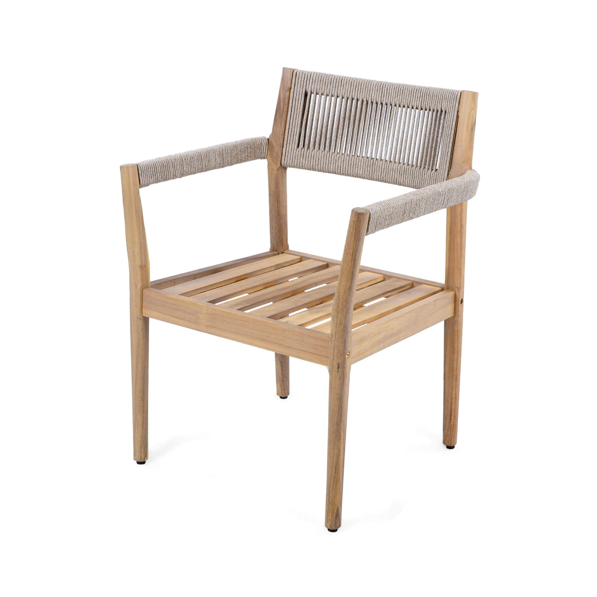 5-Piece Acacia Wood Outdoor Dining Set with Braided Chairs & Cushions | Alora