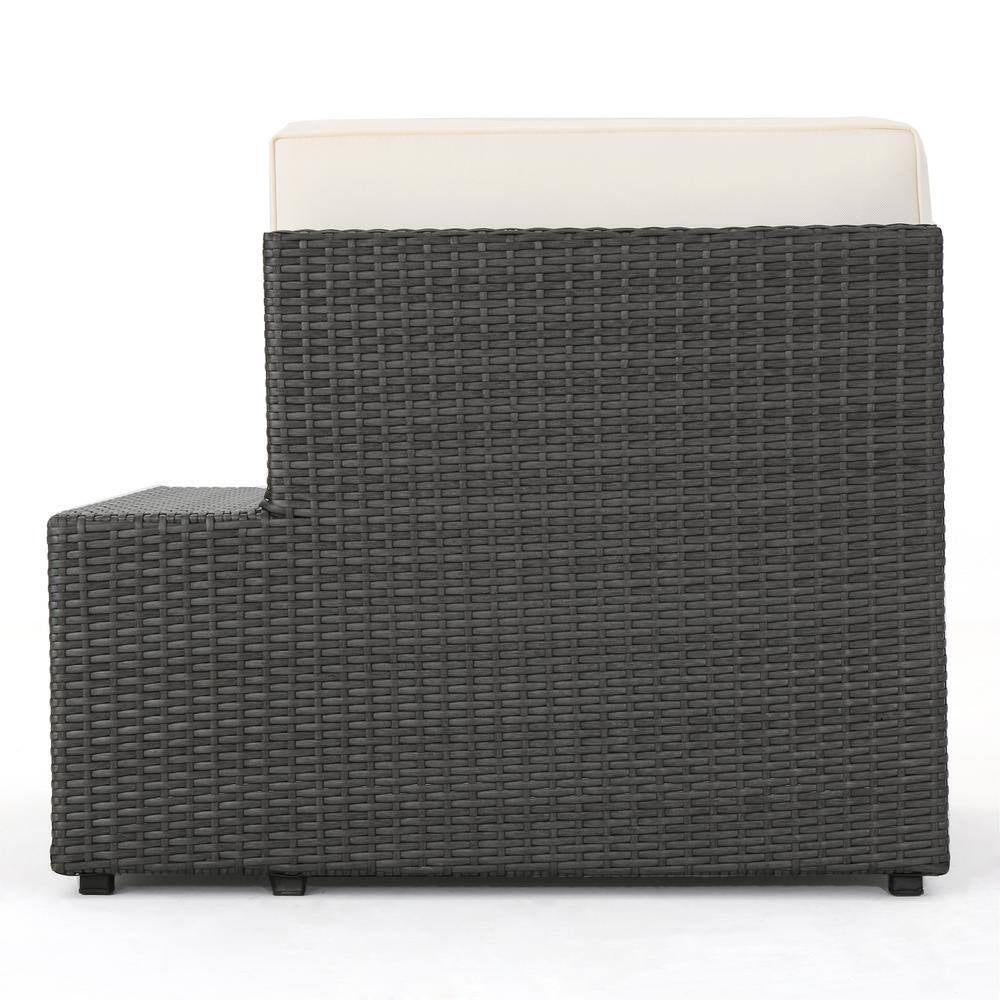 8-Piece Wicker Outdoor Patio Sectional Seating Set with White Cushions