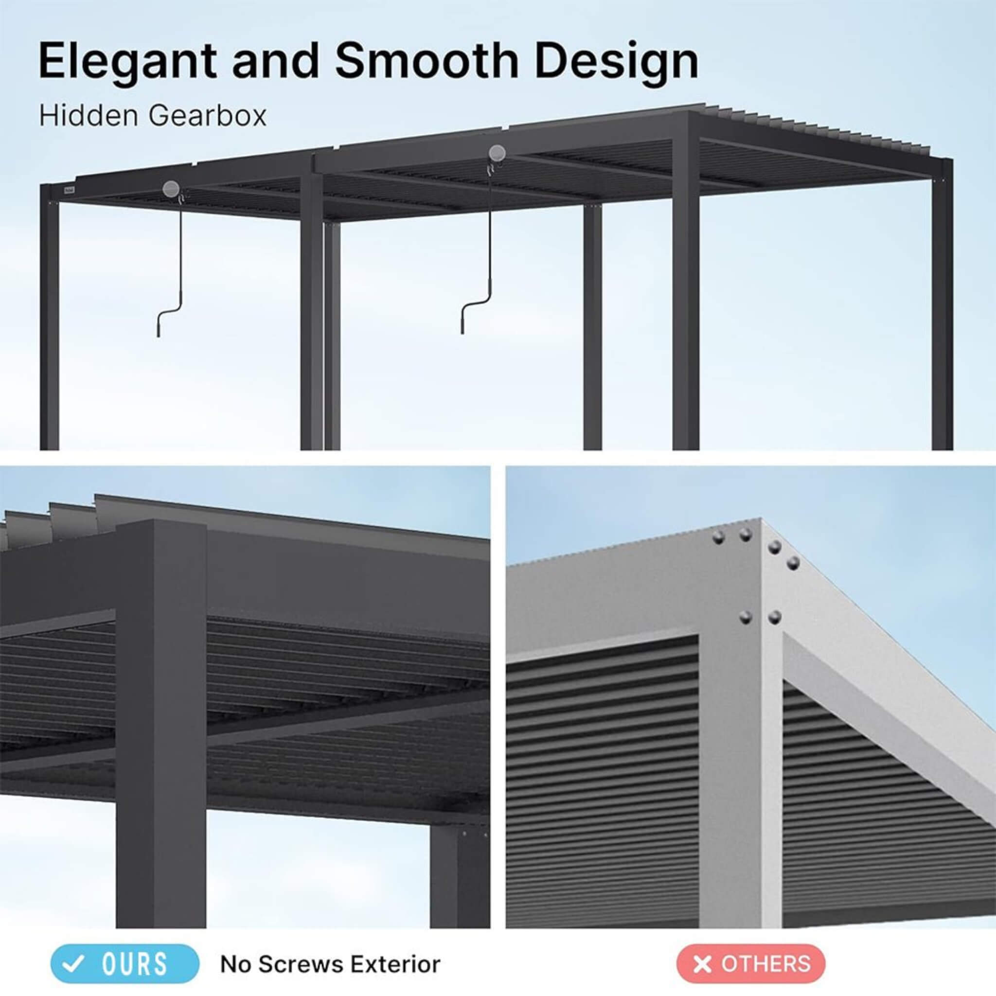 10x19 ft Louvered Pergola with Adjustable Roof – Full Aluminum | Alora
