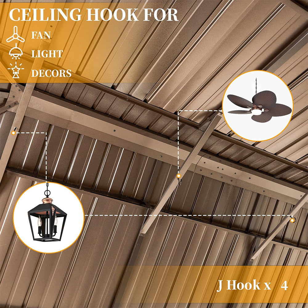 14x24 ft Hardtop Gazebo with Netting & Curtains – Double Roof Aluminum | Alora