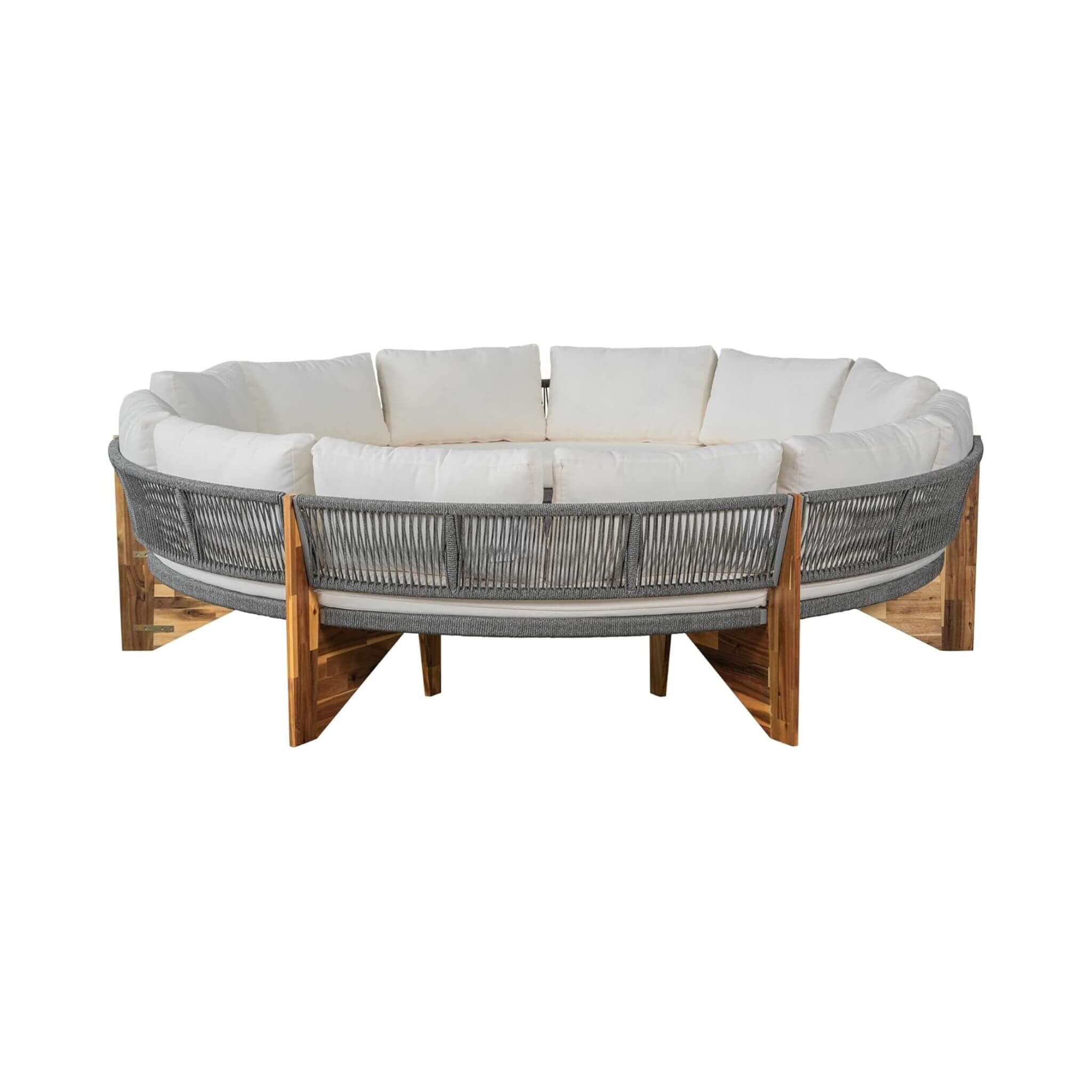 6-Person Half Moon Patio Sectional Set with Cushions & Table – Beige | Alora
