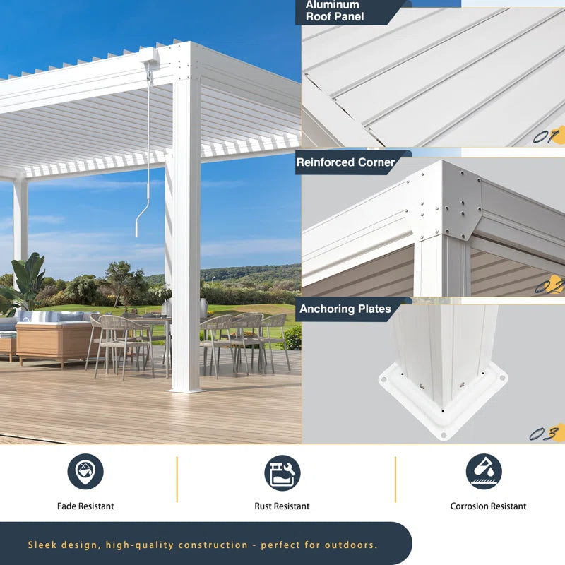Aluminum Louvered Pergola, Outdoor Pergola with Adjustable Louvered Roof