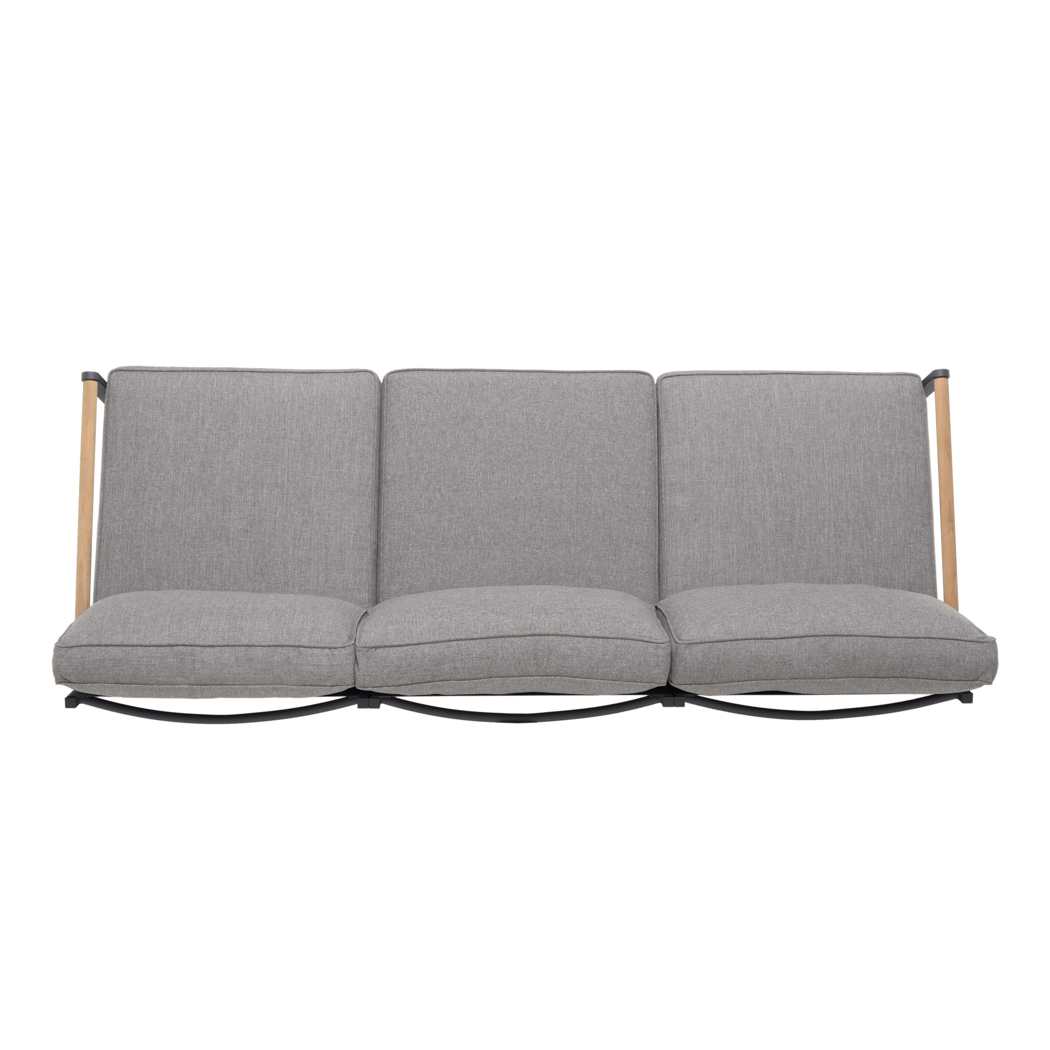Amber Teak and Aluminum Outdoor 3-Seater Patio Sofa