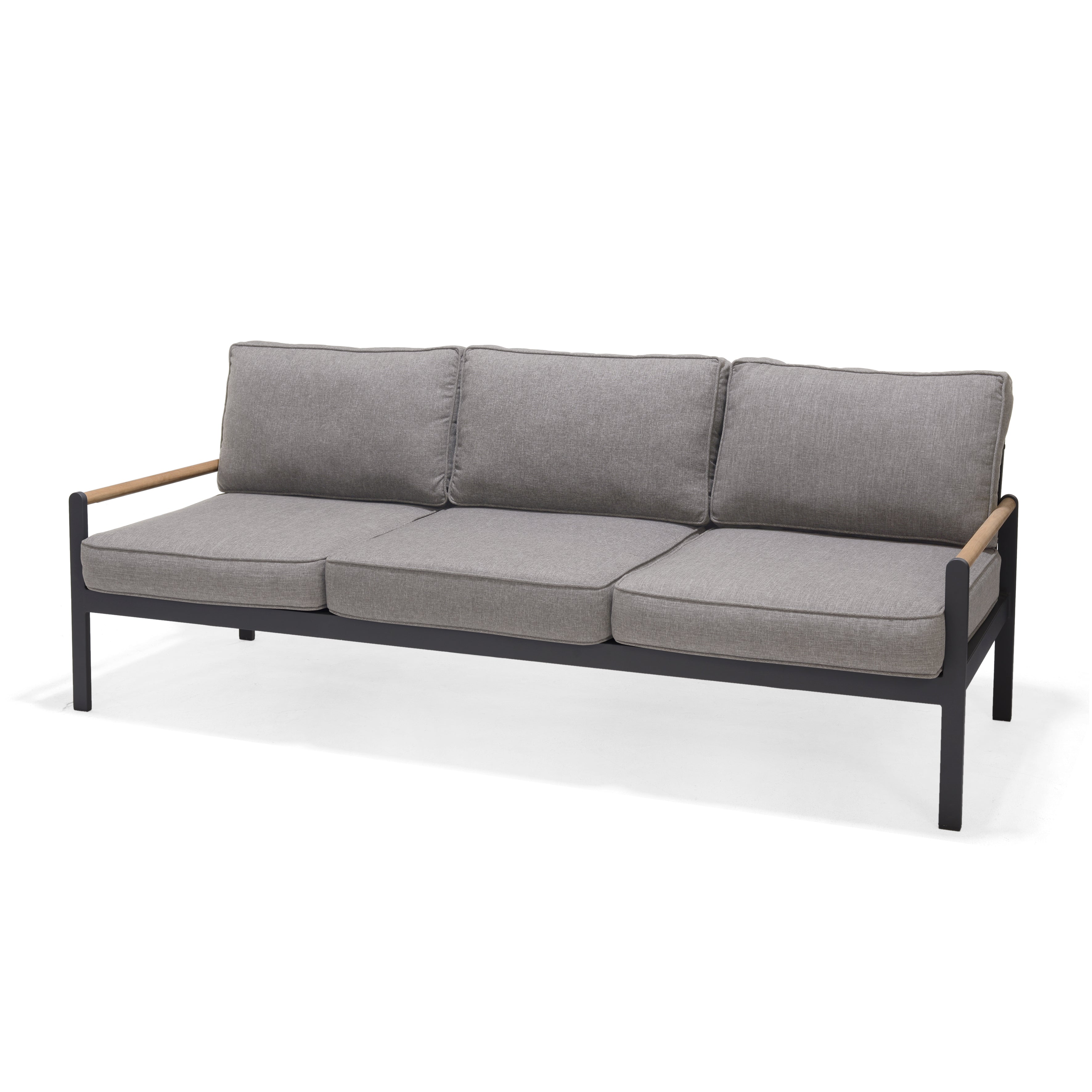 Amber Teak and Aluminum Outdoor 3-Seater Patio Sofa