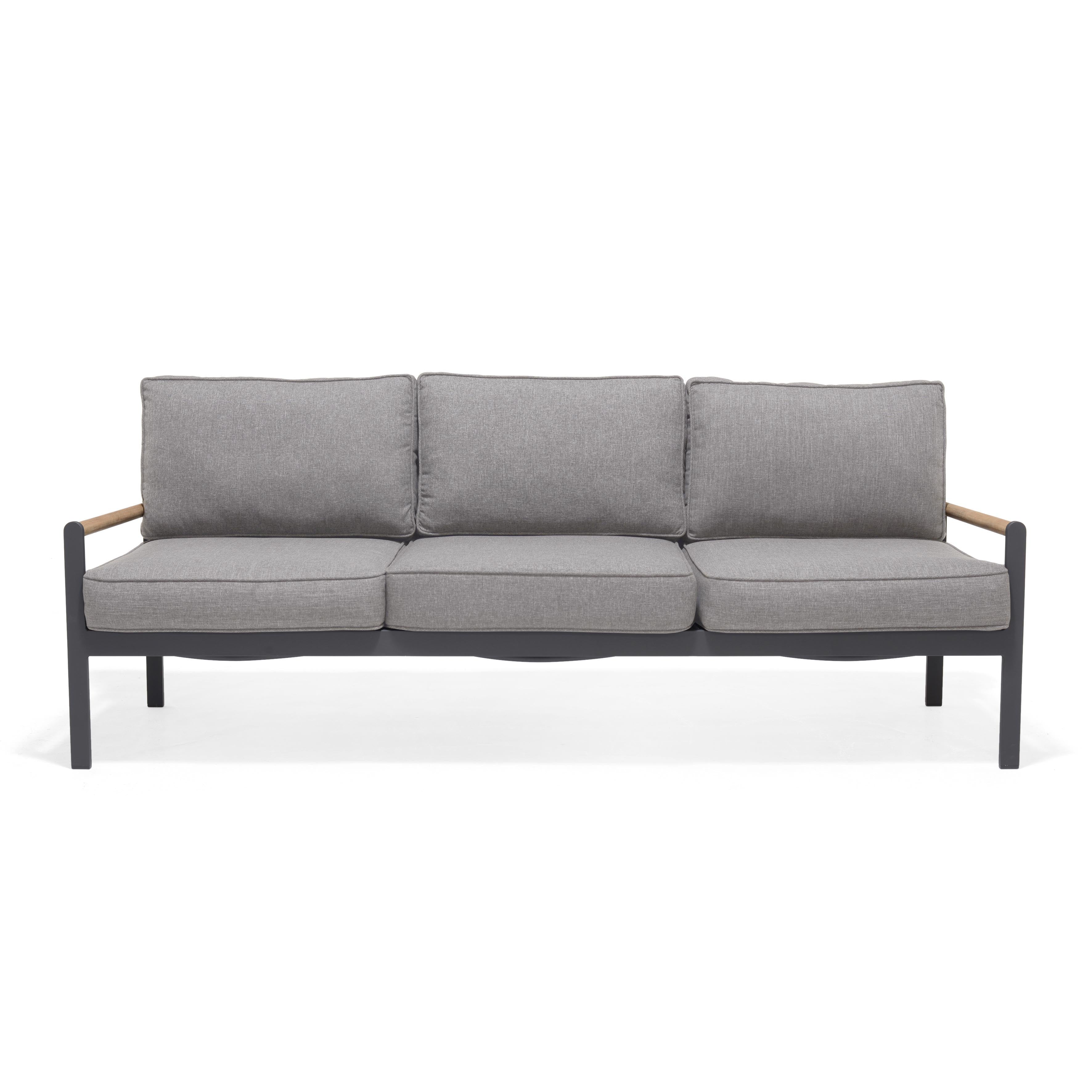 Amber Teak and Aluminum Outdoor 3-Seater Patio Sofa