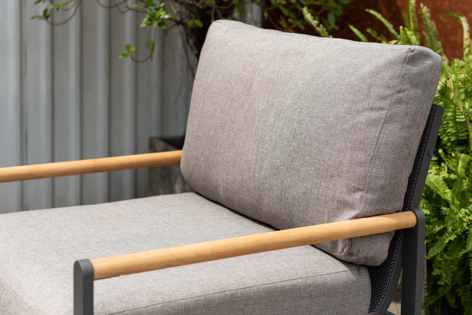 Amber Teak and Aluminum Outdoor Sofa Chair