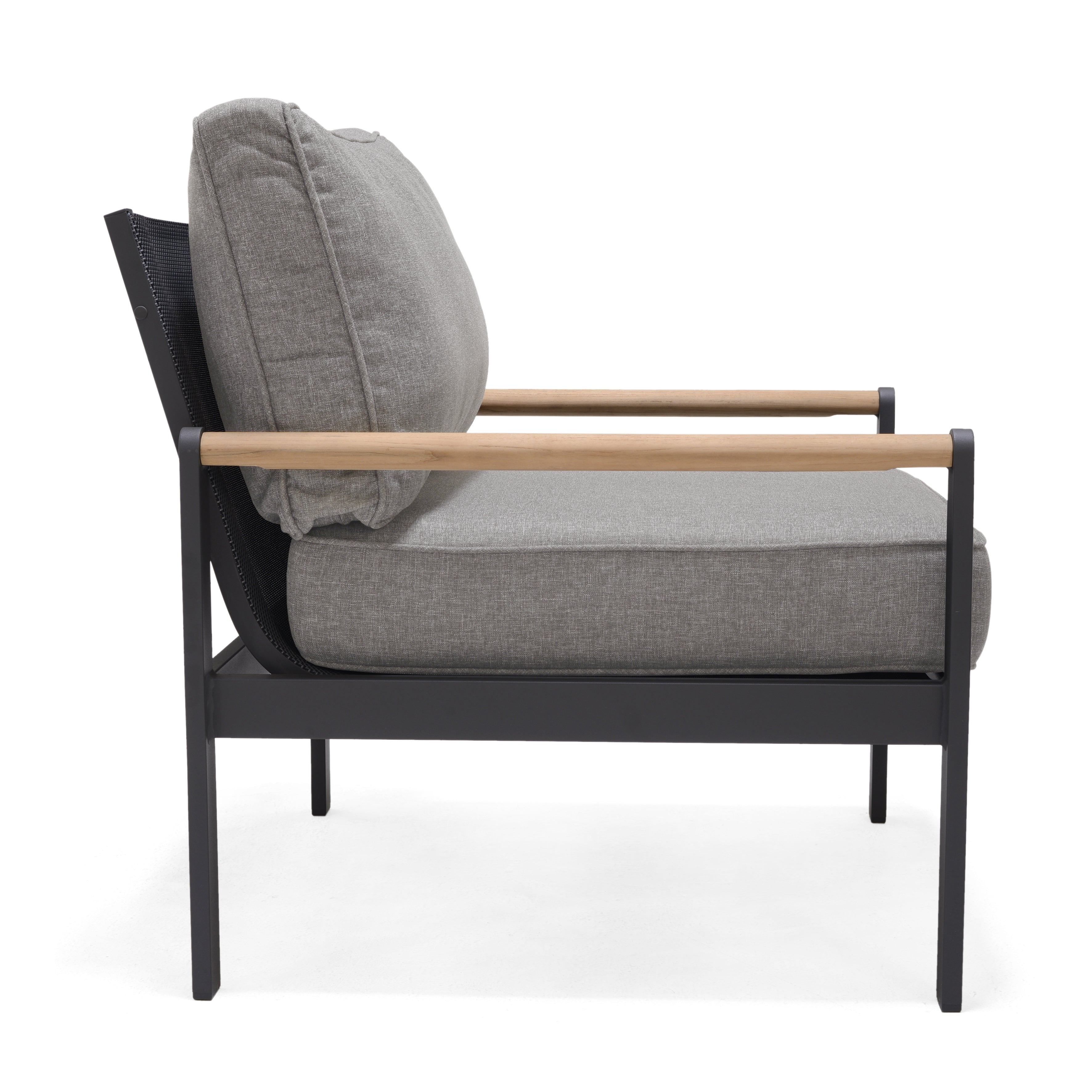 Amber Teak and Aluminum Outdoor Sofa Chair