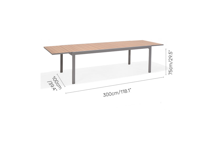 Panama Light Outdoor Extendable Dining Table – Aluminum AluPrint Patio Table