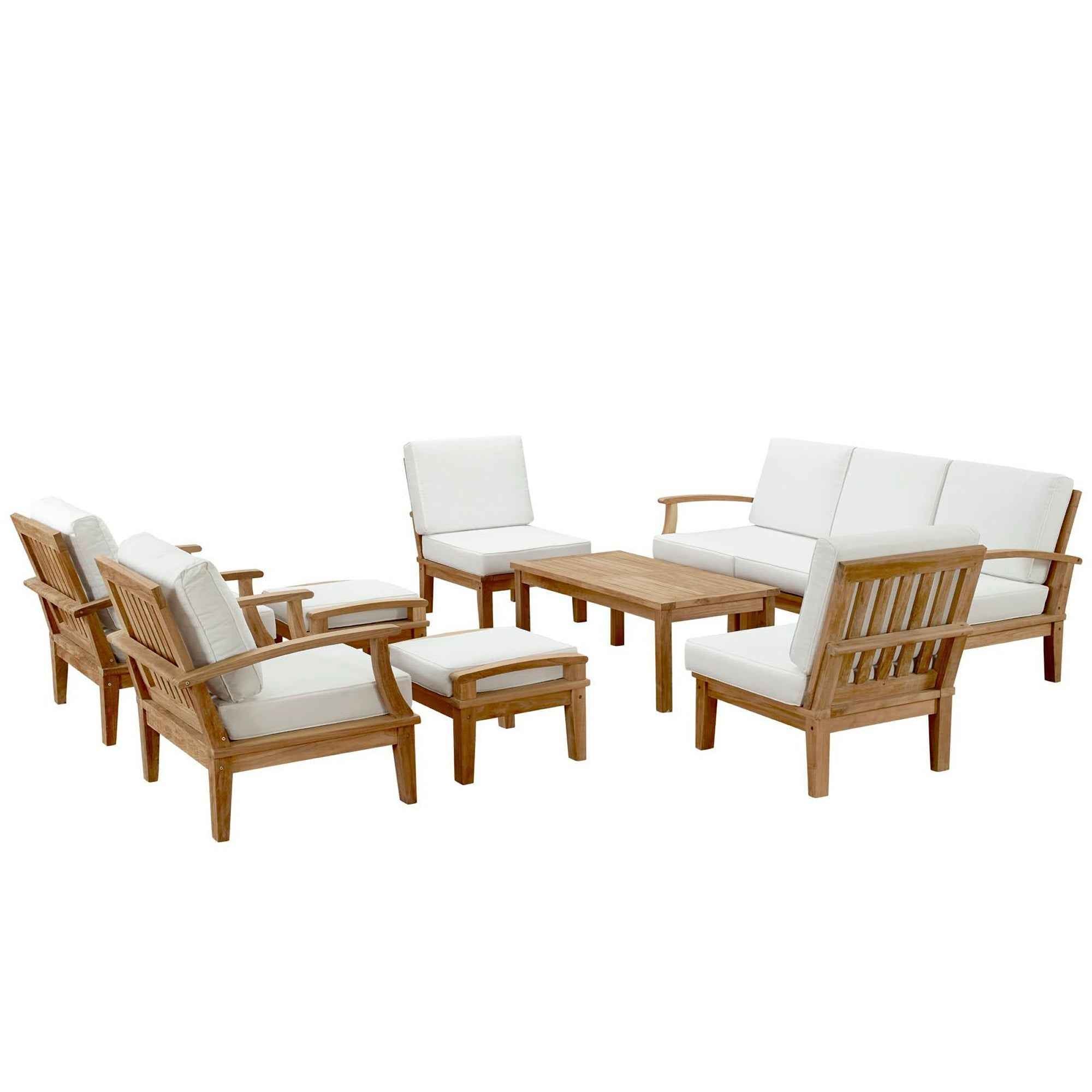 10-Piece Teak Outdoor Seating Set with Cushions – Marina | Modway