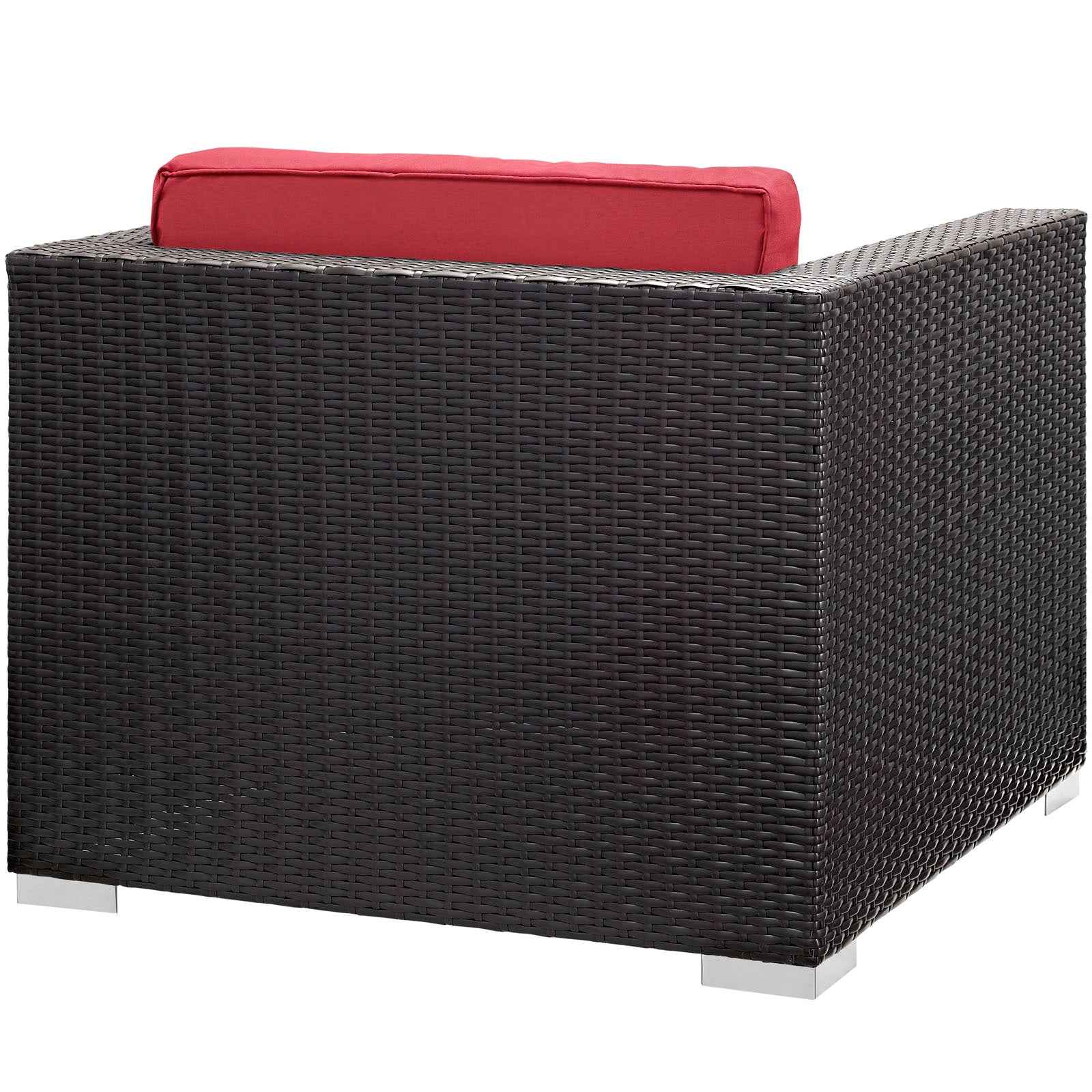 5-Piece Outdoor Sectional Set with Wicker & Cushions – Orange, Brown & Red | Modway Convene