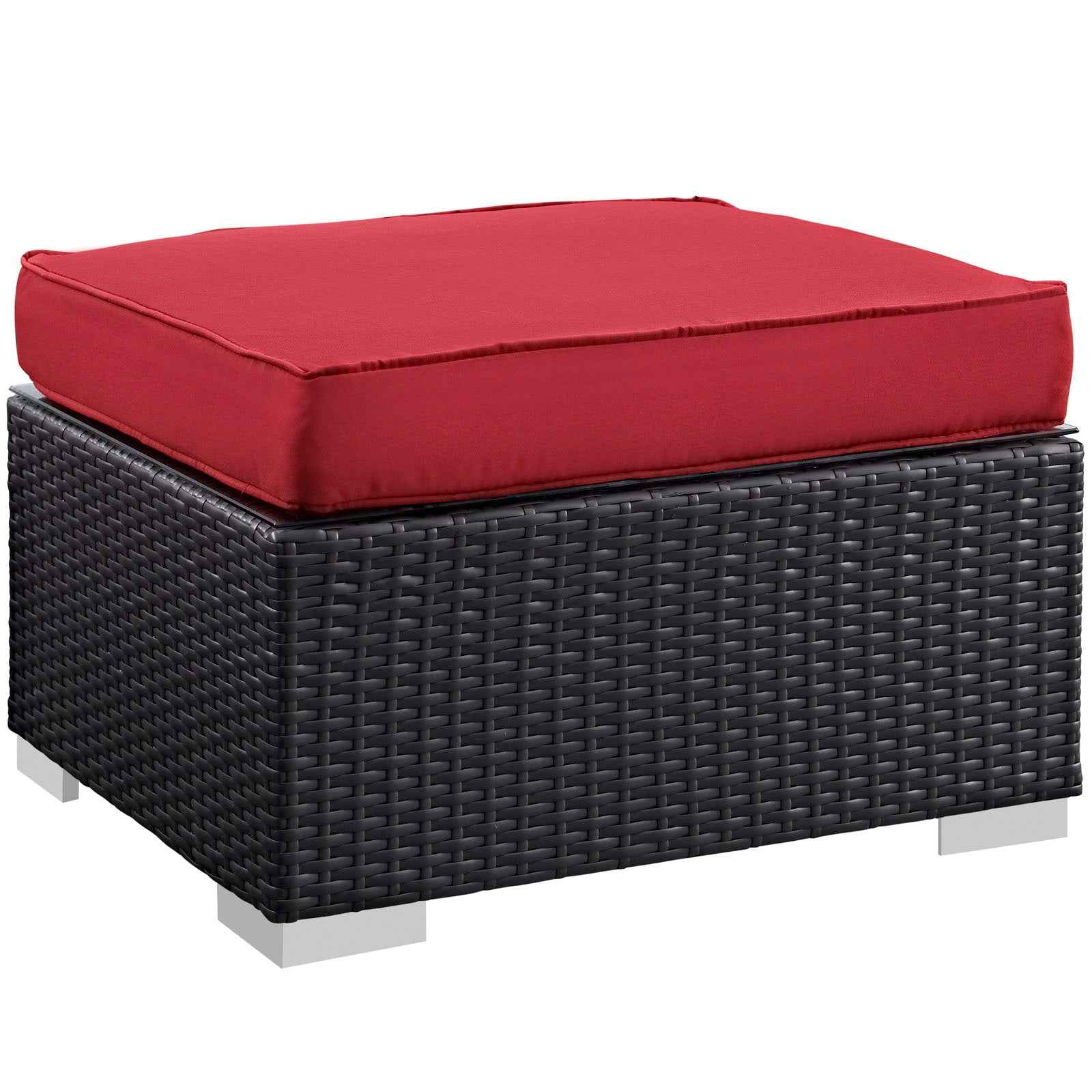 5-Piece Outdoor Sectional Set with Wicker & Cushions – Orange, Brown & Red | Modway Convene