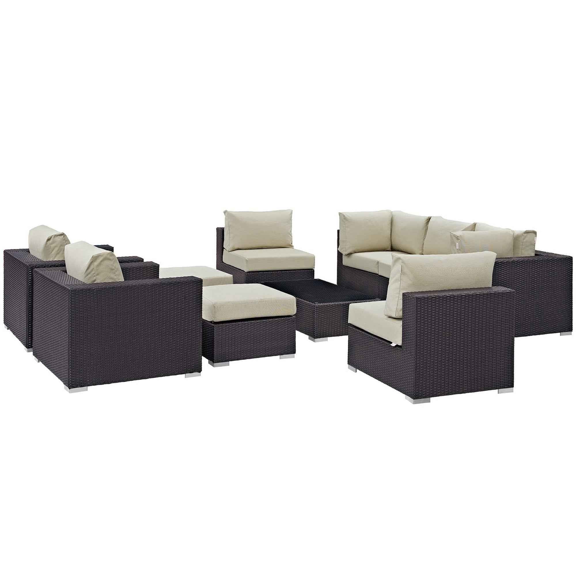 10-Piece Outdoor Sectional Lounge Set with Cushions – Convene | Modway