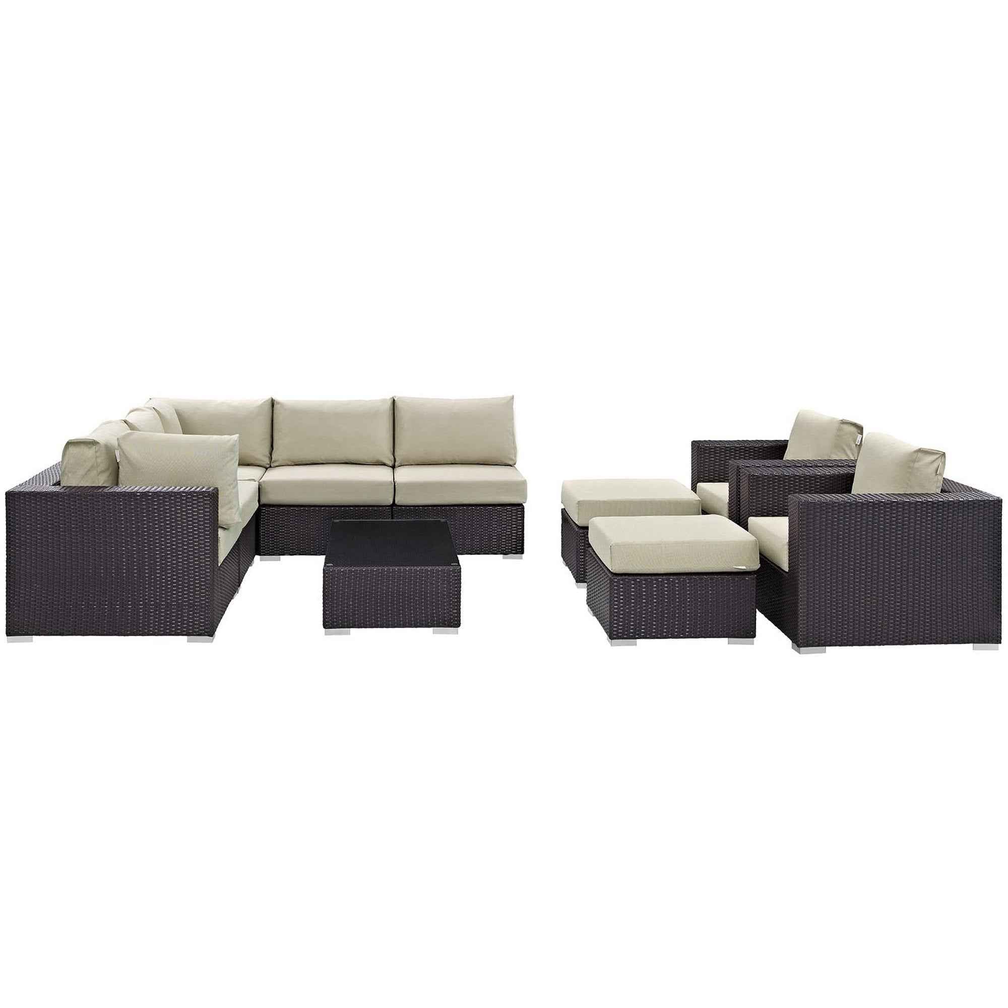 10-Piece Outdoor Sectional Lounge Set with Cushions – Convene | Modway