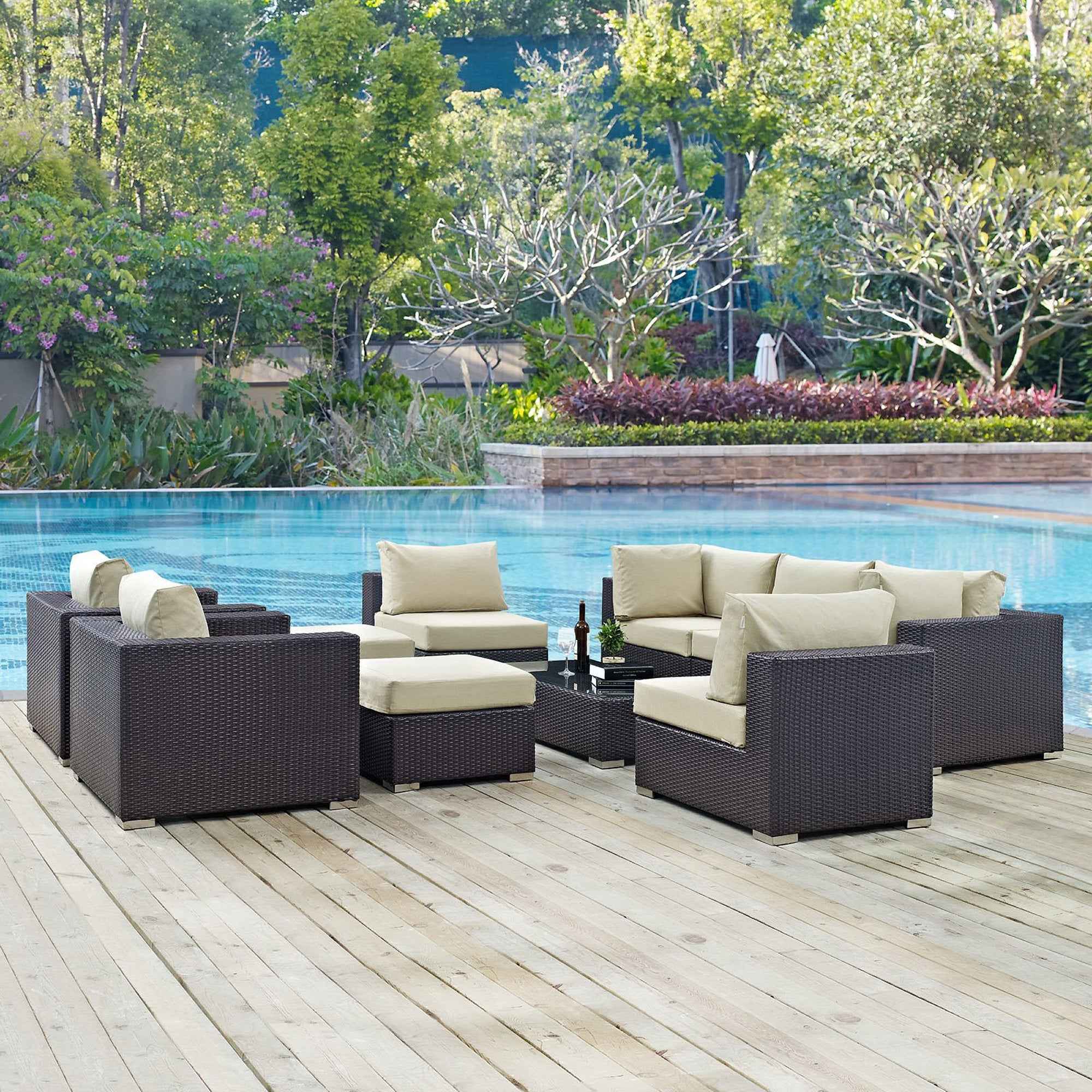 10-Piece Outdoor Sectional Lounge Set with Cushions – Convene | Modway