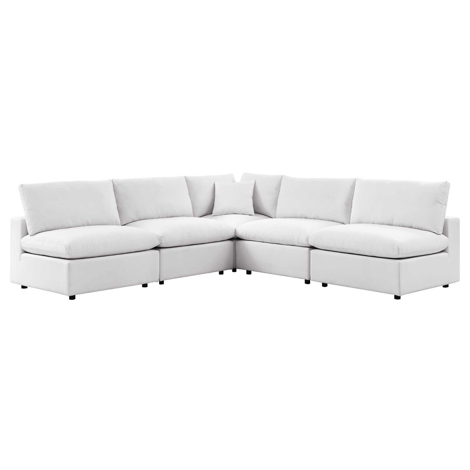 5-Piece Outdoor Sectional Sofa Set with Cushions – Charcoal & White | Modway
