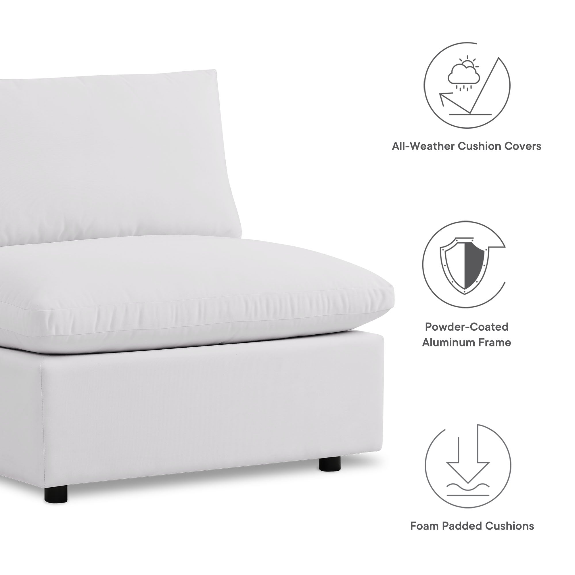 5-Piece Outdoor Sectional Sofa Set with Cushions – Charcoal & White | Modway