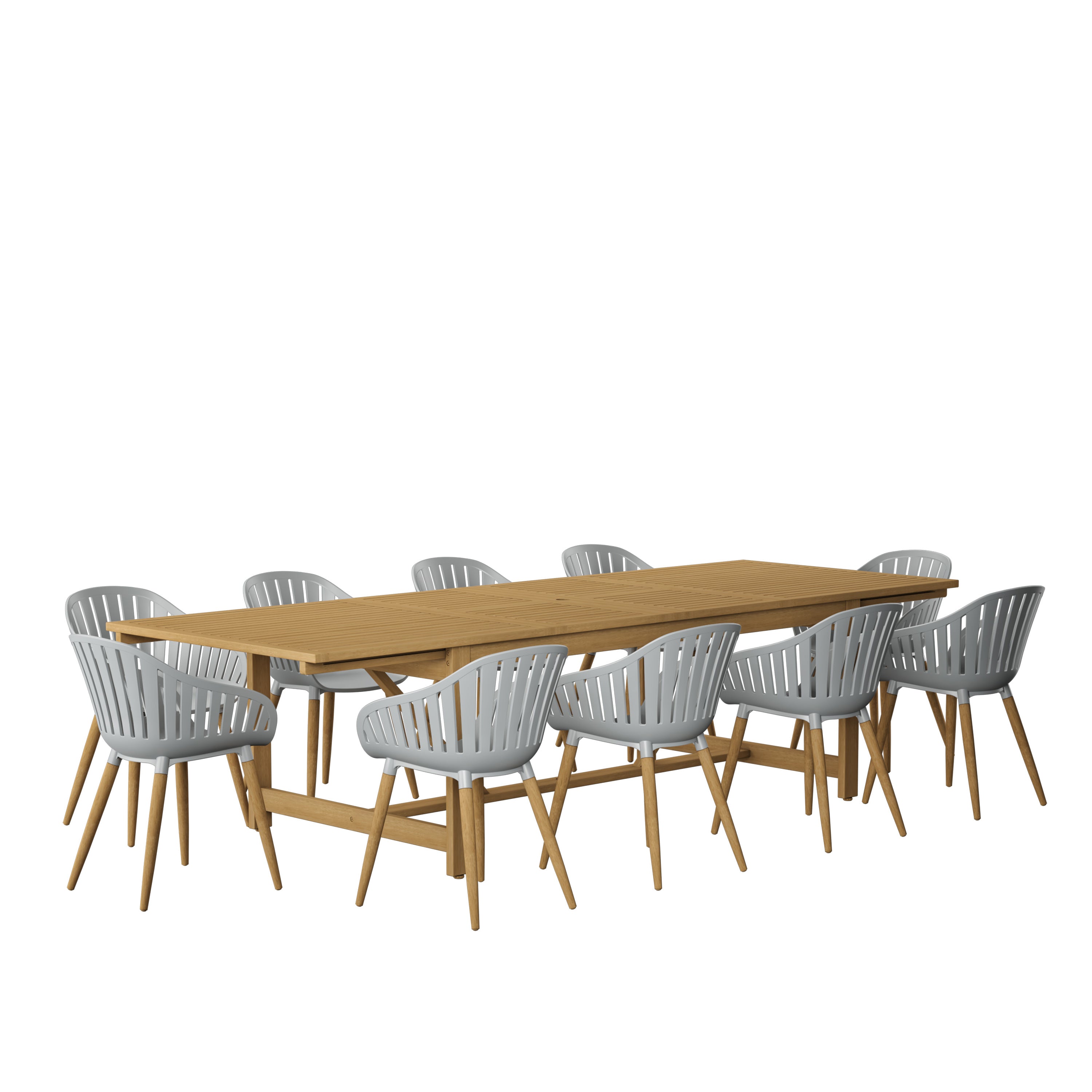 Leyland 9-Piece Weather-Resistant FSC Wood Outdoor Dining Set – Grey