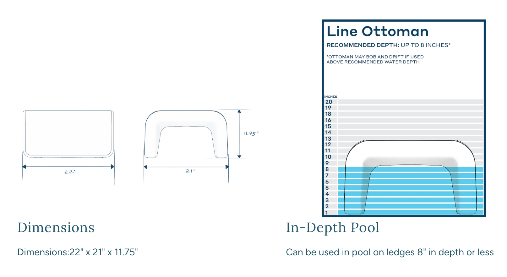 Line Outdoor Ottoman – Modern In-Pool & Patio Resin Ottoman