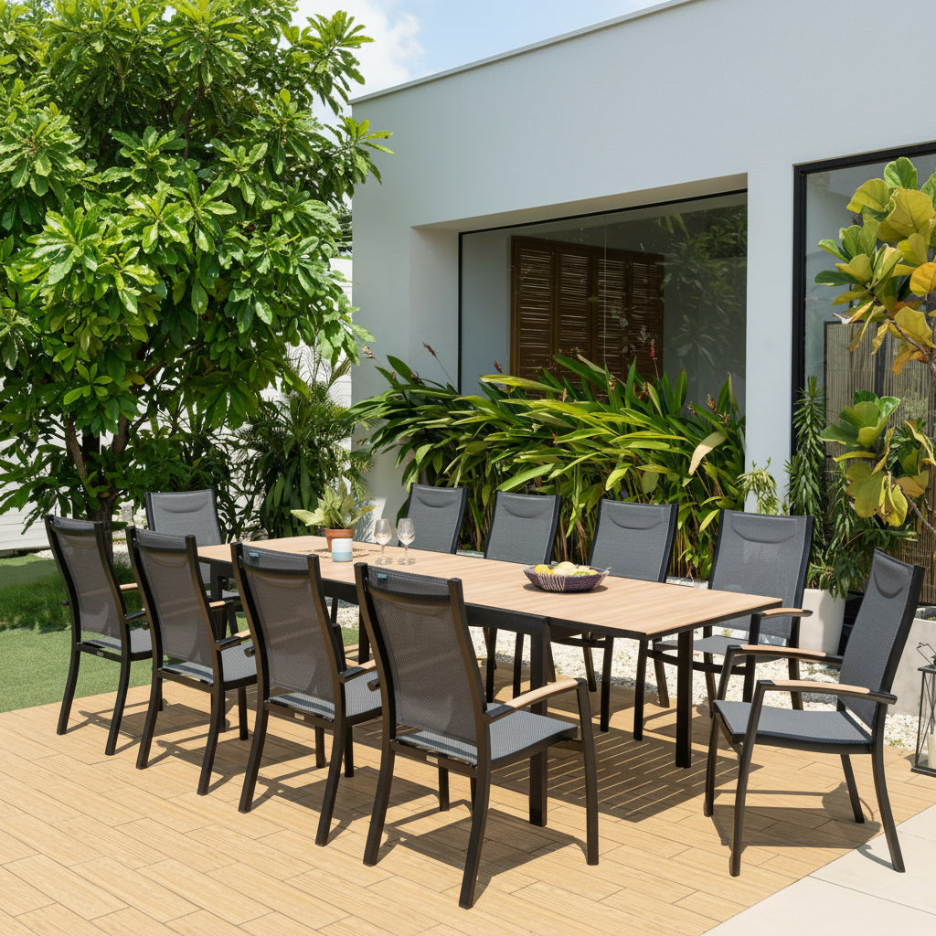 11-Piece Aluminum Extendable Outdoor Dining Set – Panama Dark