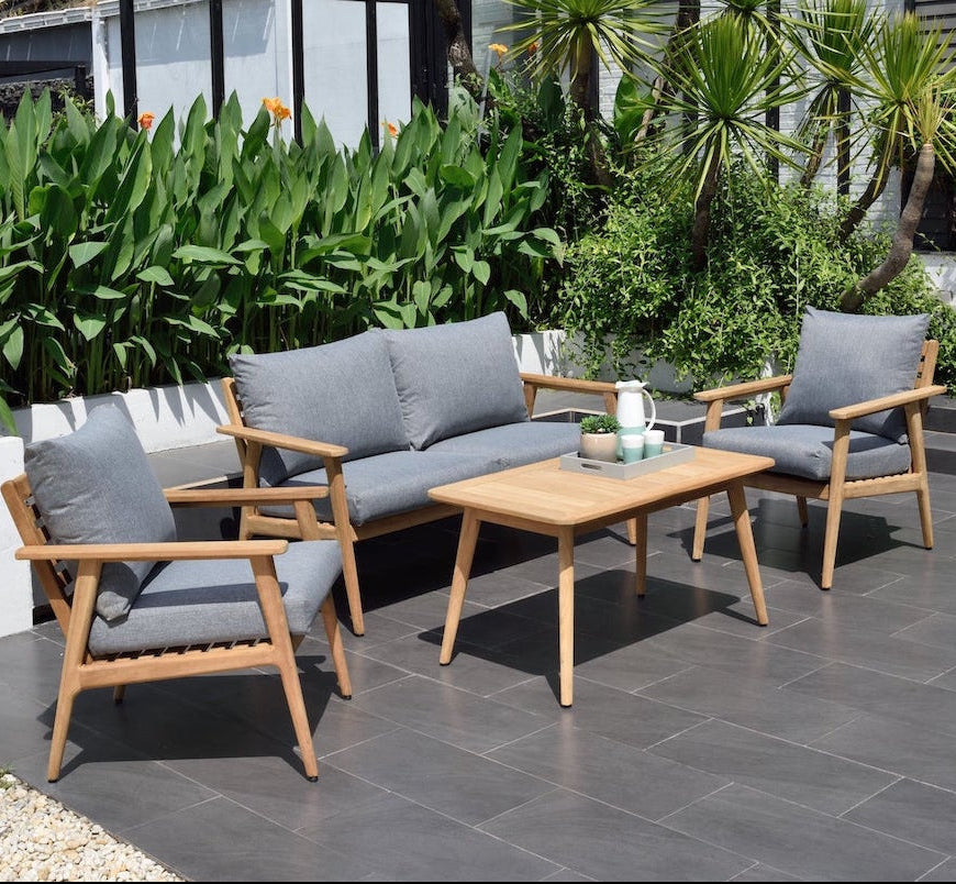 Teak Outdoor Conversation Set with Cushions – 4 or 5-Piece | Eve