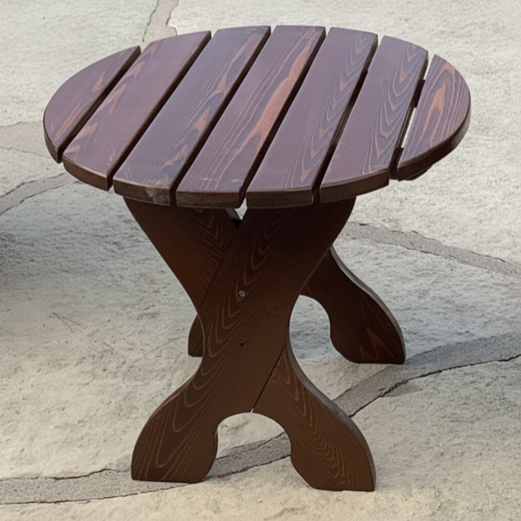 Adirondack 24" Round Side Table – Wood & Poly-Luxe