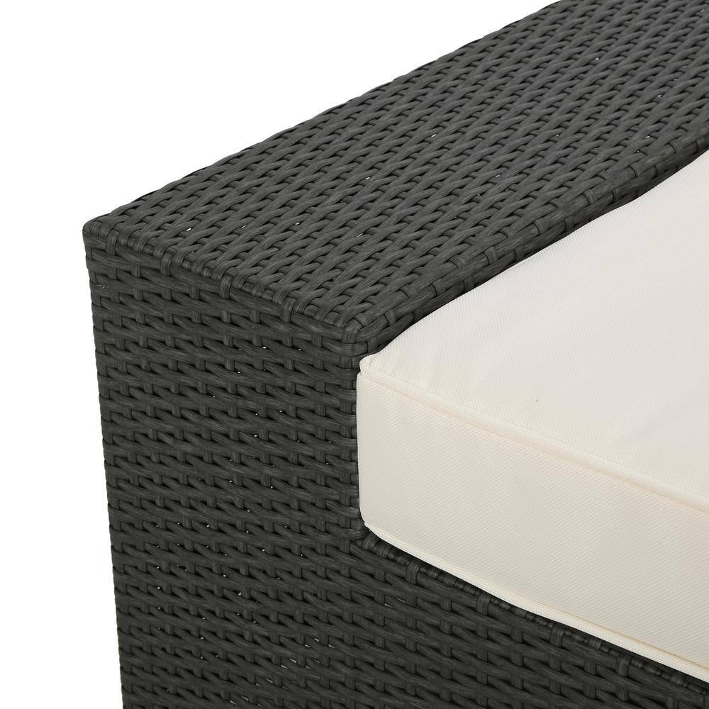 8-Piece Wicker Outdoor Patio Sectional Seating Set with White Cushions