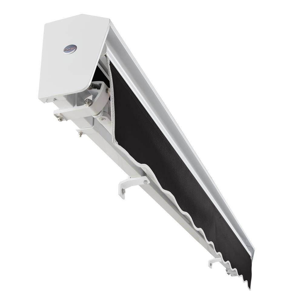 12 Ft. Destin Right Motorized Retractable Awning 144 In. W X 10.38 In. H X 120 In. D Acrylic Fabric in Black