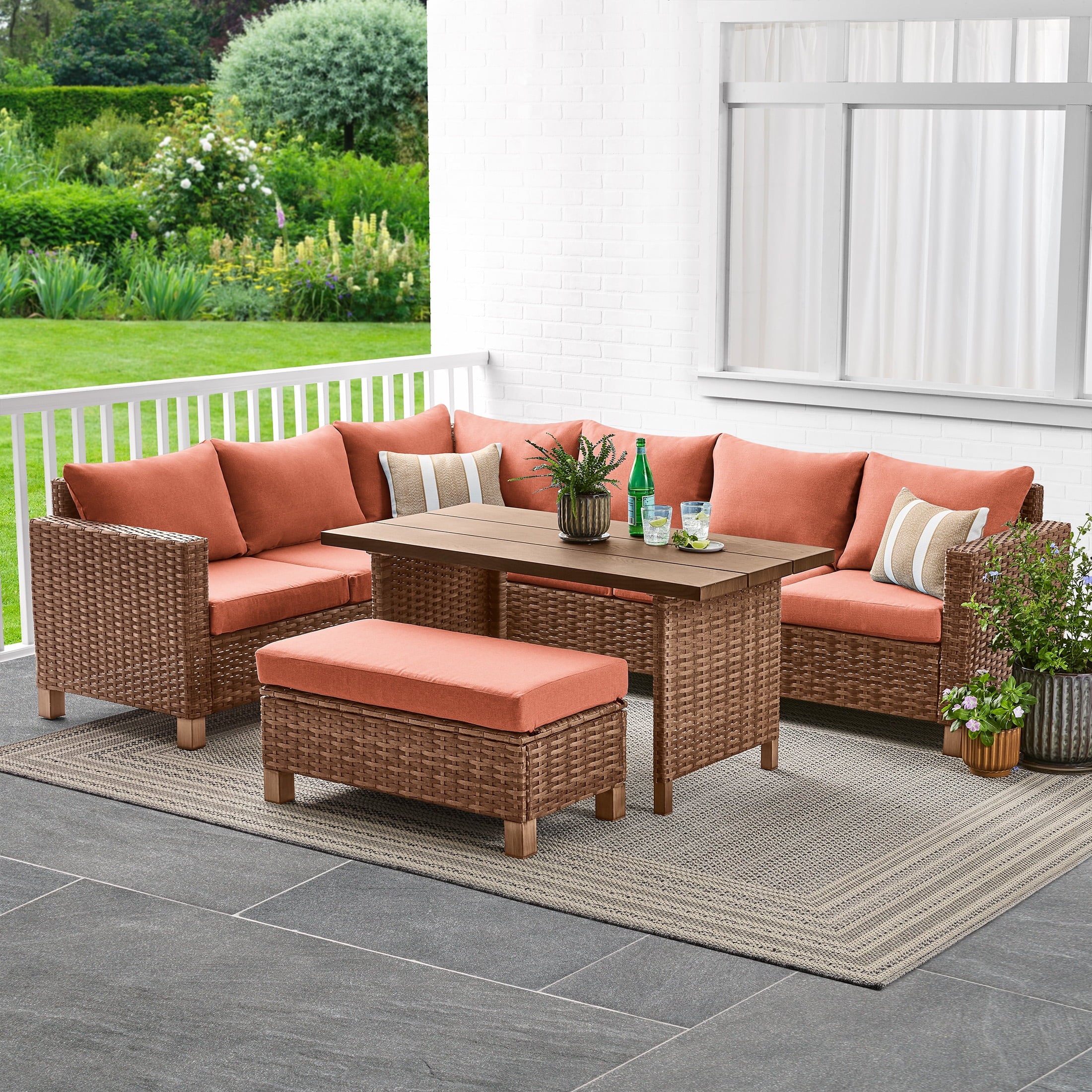 Better Homes & Gardens Brookbury Outdoor Wicker Patio Sectional Dining Set - Thumbnail 3