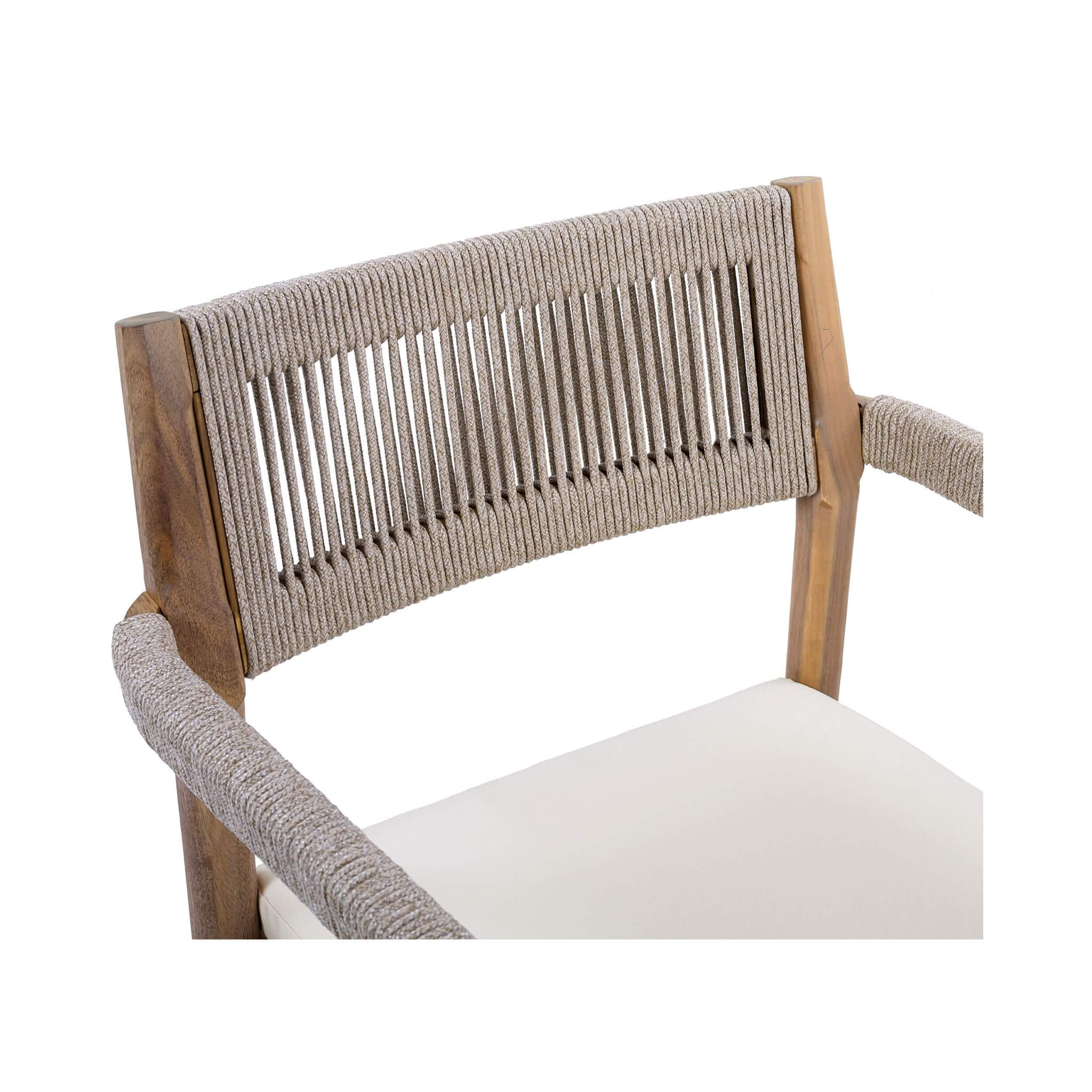 5-Piece Acacia Wood Outdoor Dining Set with Braided Chairs & Cushions | Alora