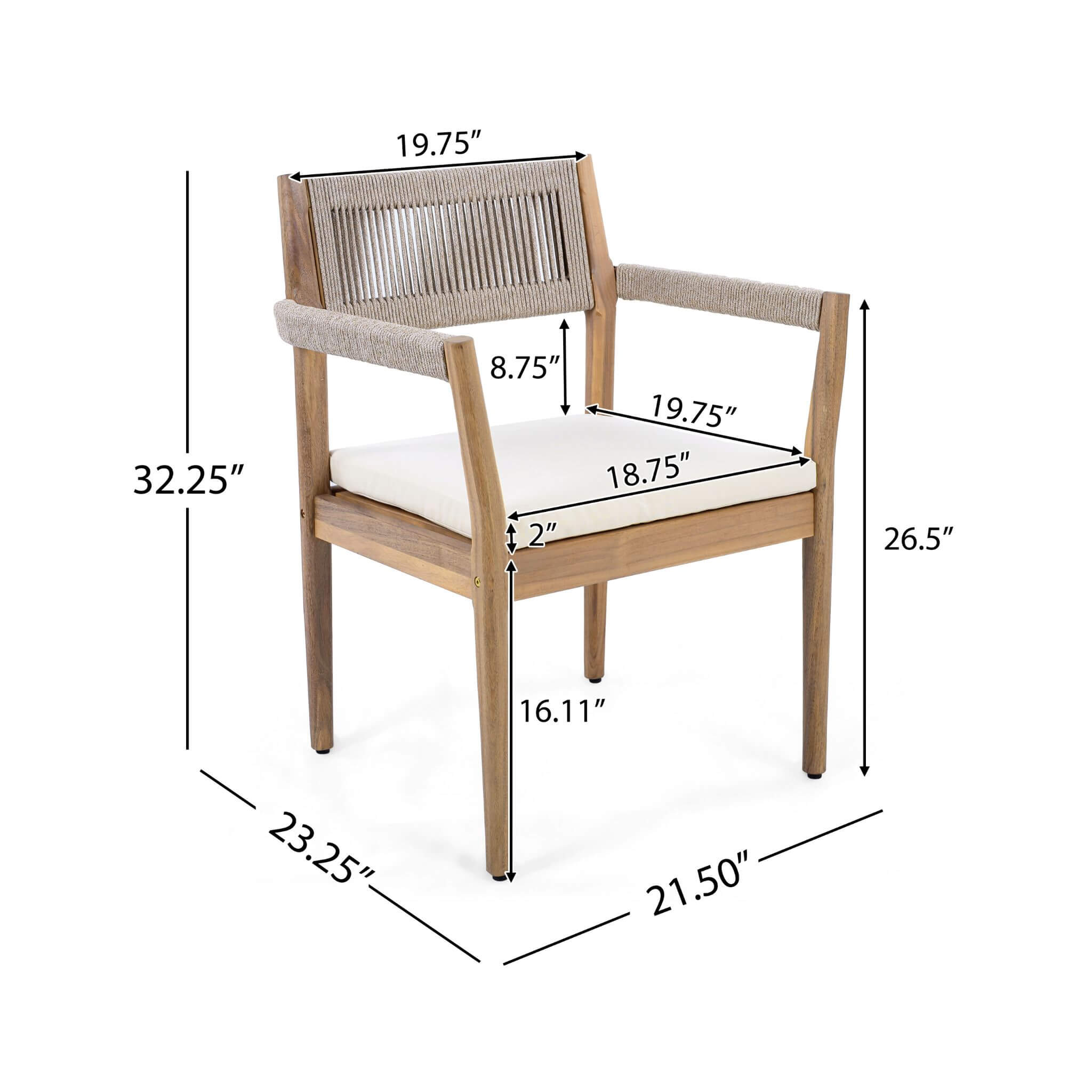 5-Piece Acacia Wood Outdoor Dining Set with Braided Chairs & Cushions | Alora